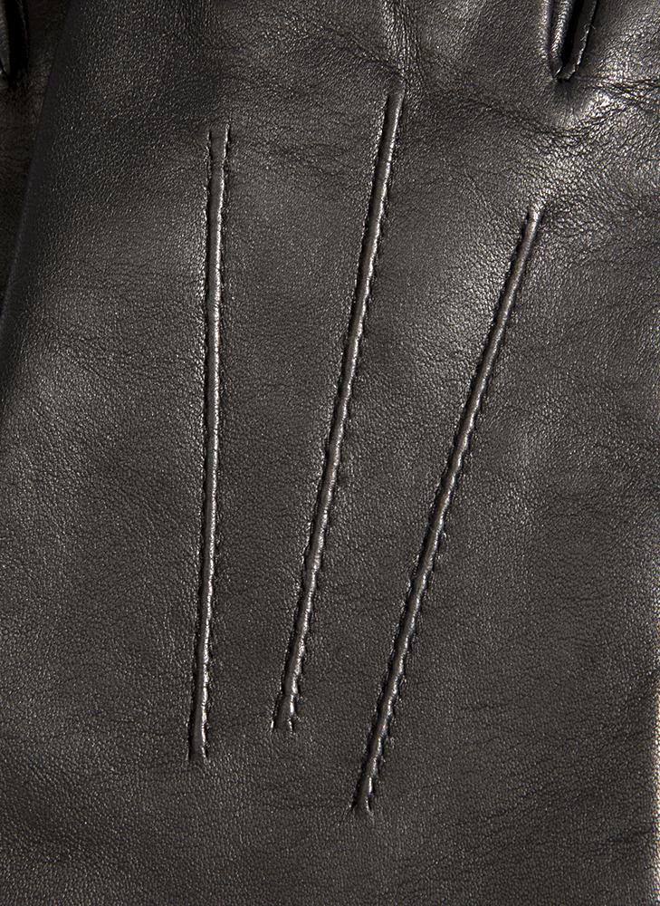 Women's Three-Point Cashmere-Lined Shorter-Finger Leather Gloves - Image 2