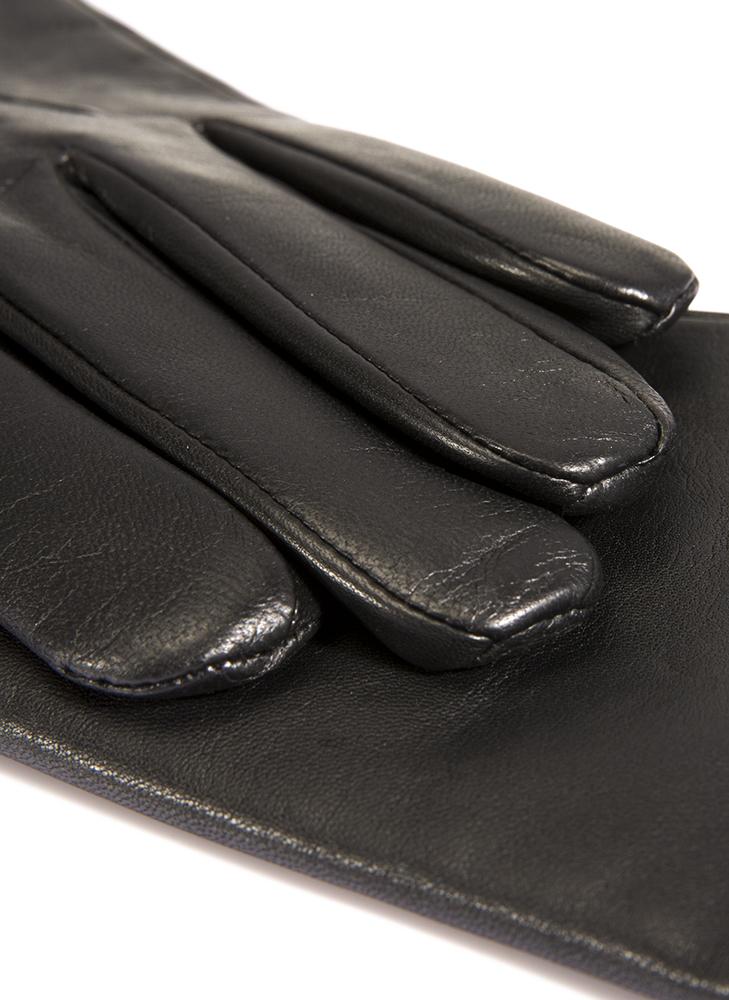 Women's Three-Point Cashmere-Lined Shorter-Finger Leather Gloves - Image 3