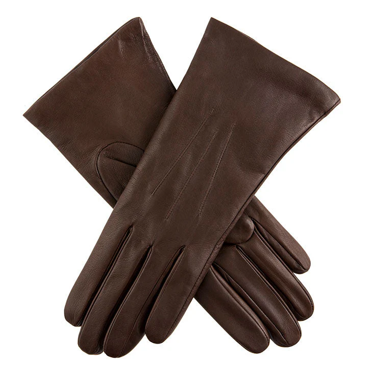 Women's Three-Point Cashmere-Lined Shorter-Finger Leather Gloves - Image 5
