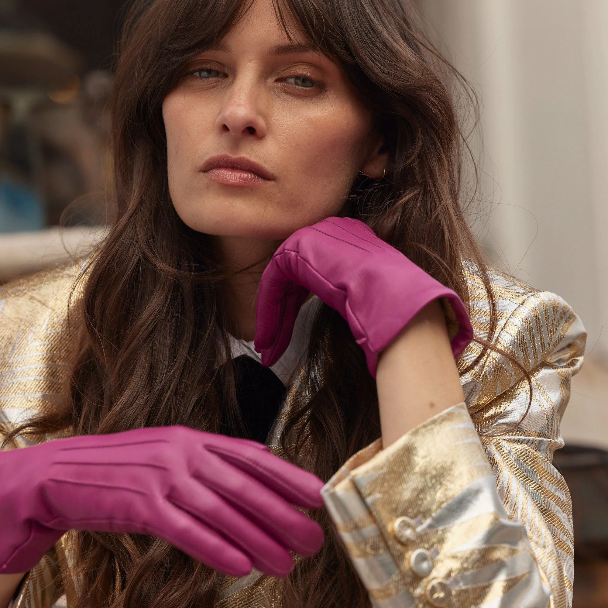 Women's Three-Point Lined Leather Gloves - Image 14