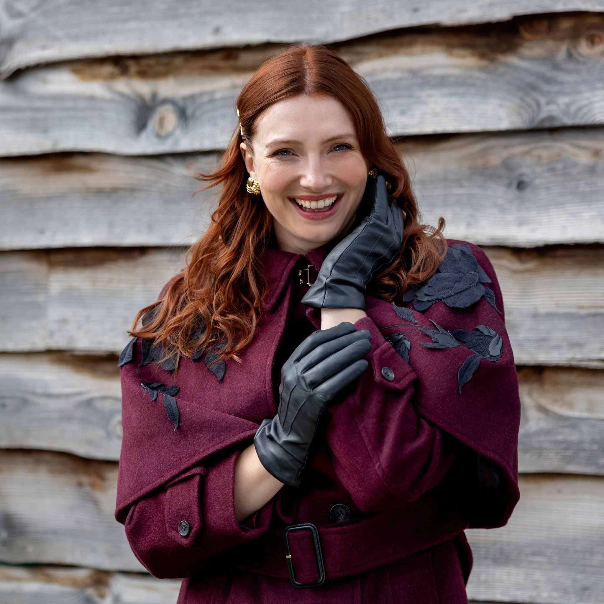 Women's Three-Point Lined Leather Gloves - Image 51
