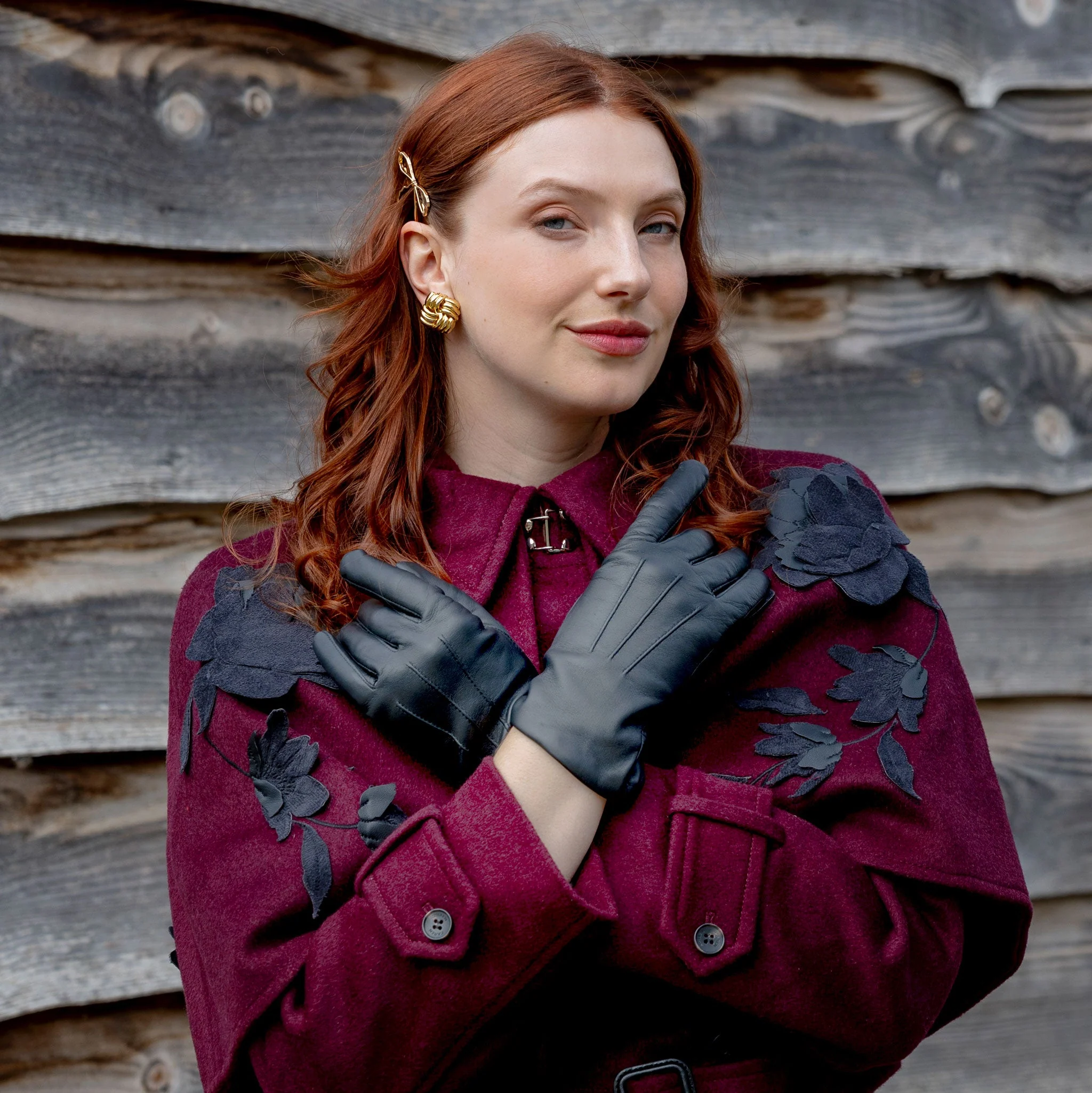 Women's Three-Point Lined Leather Gloves - Image 52