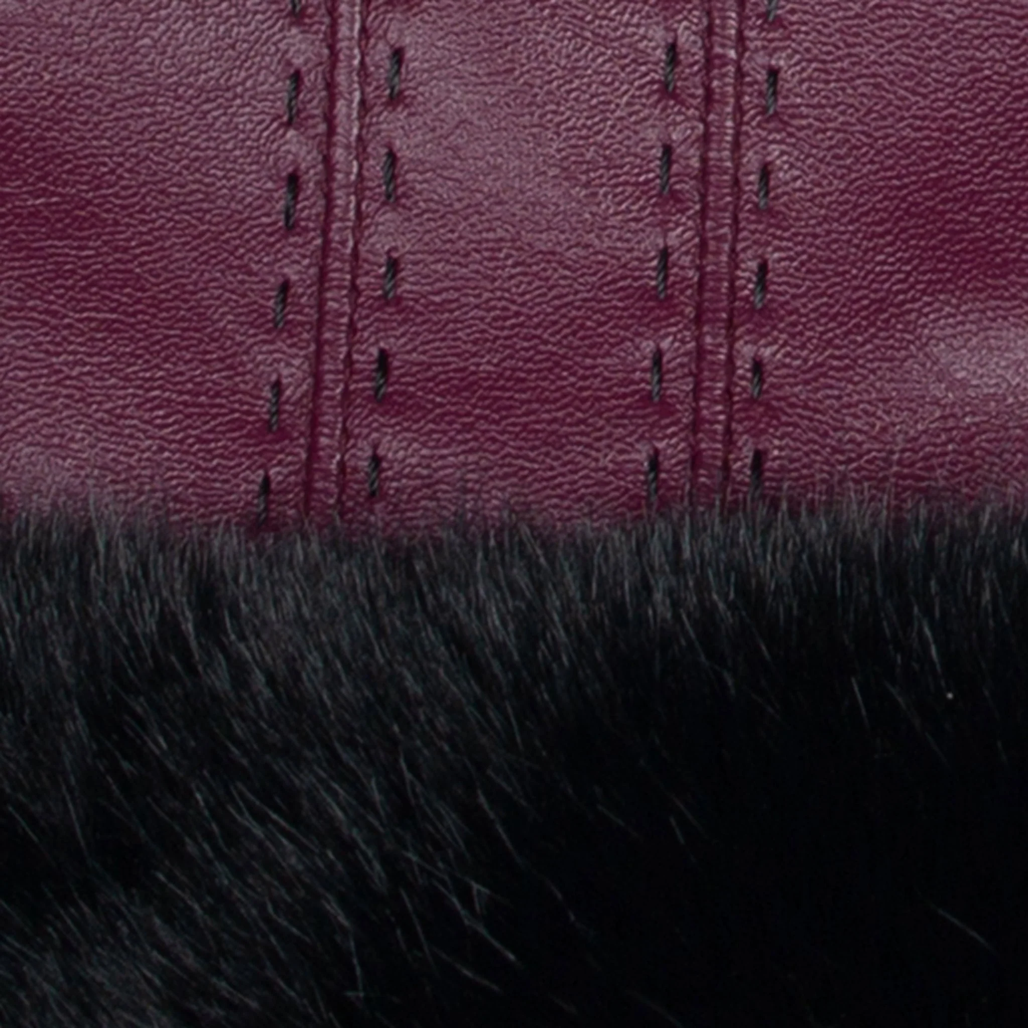 Women's Faux Fur-Lined Leather Gloves with Stitch Detail and Faux Fur Cuffs - Image 10