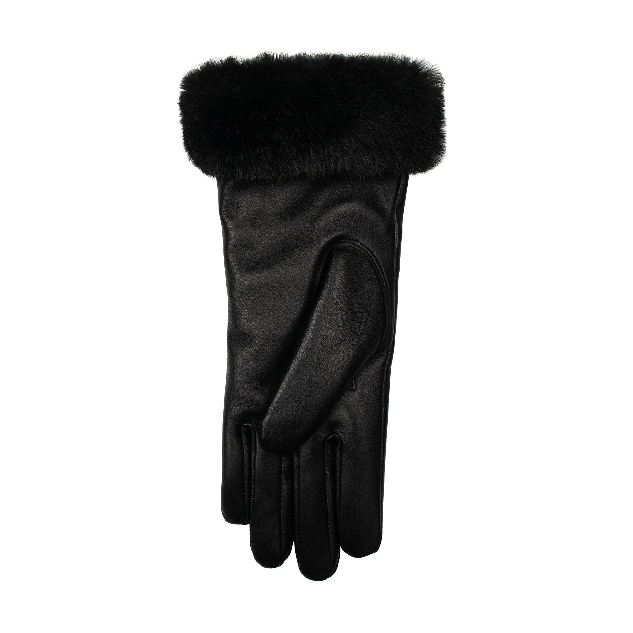 Women's Faux Fur-Lined Leather Gloves with Stitch Detail and Faux Fur Cuffs - Image 18