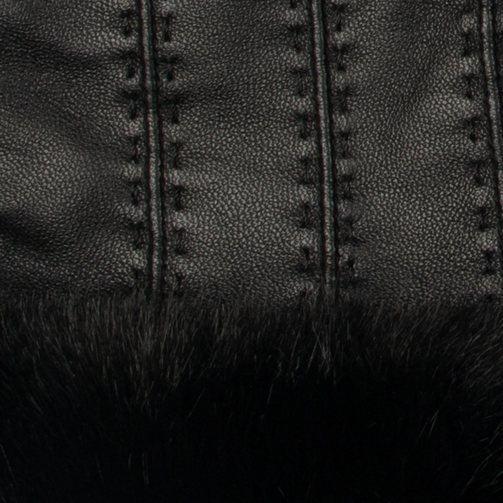 Women's Faux Fur-Lined Leather Gloves with Stitch Detail and Faux Fur Cuffs - Image 21