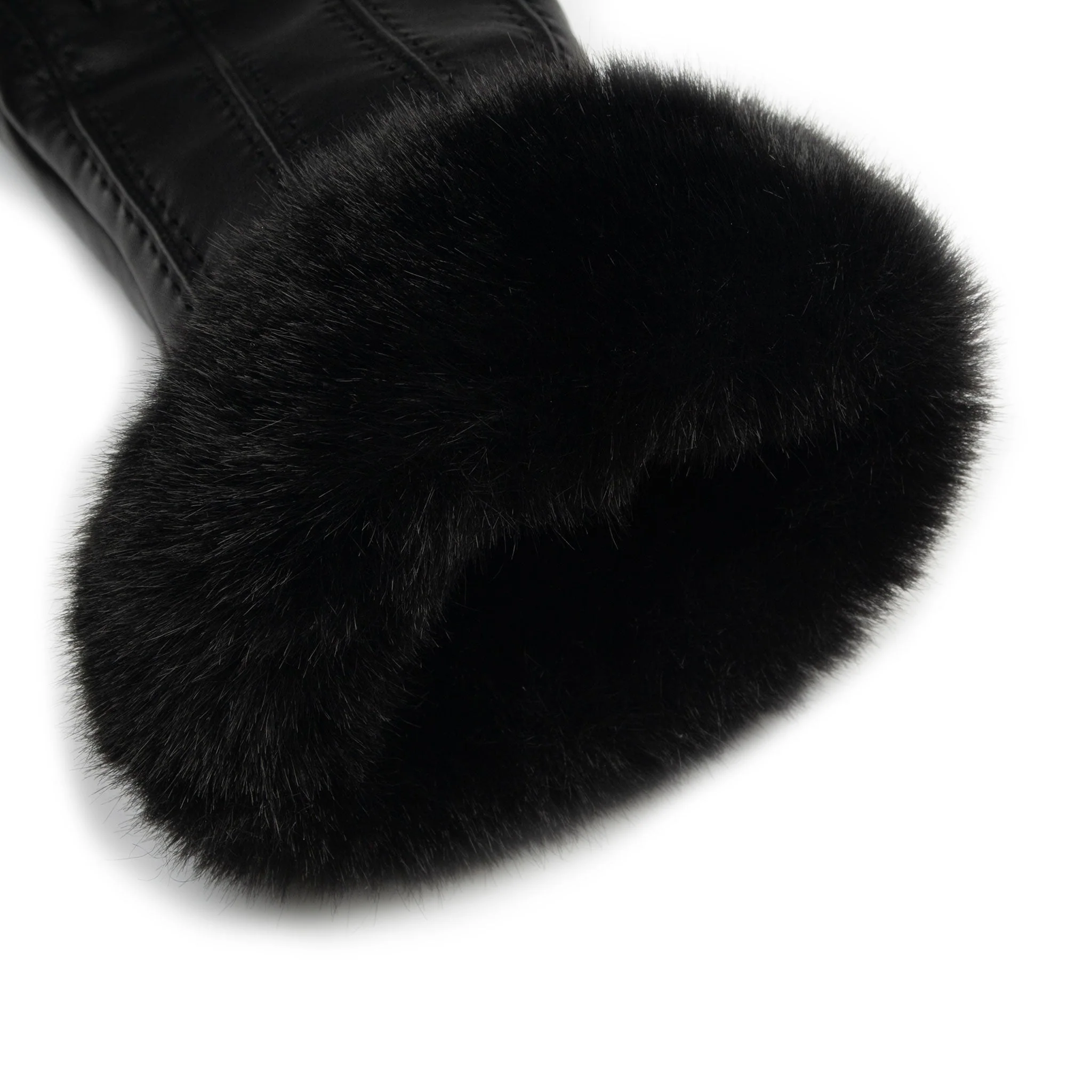 Women's Faux Fur-Lined Leather Gloves with Stitch Detail and Faux Fur Cuffs - Image 22