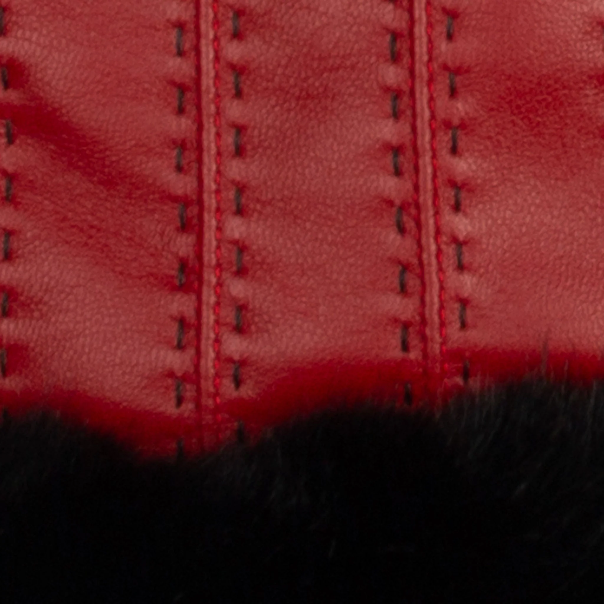 Women's Faux Fur-Lined Leather Gloves with Stitch Detail and Faux Fur Cuffs - Image 33