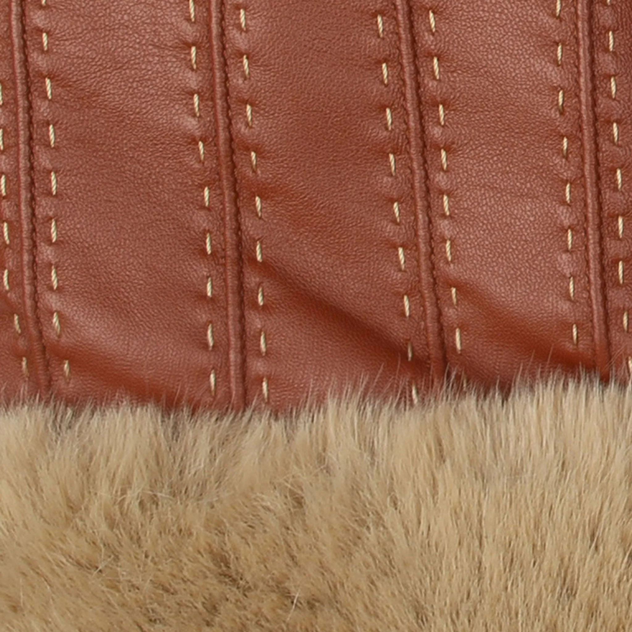 Women's Faux Fur-Lined Leather Gloves with Stitch Detail and Faux Fur Cuffs - Image 45