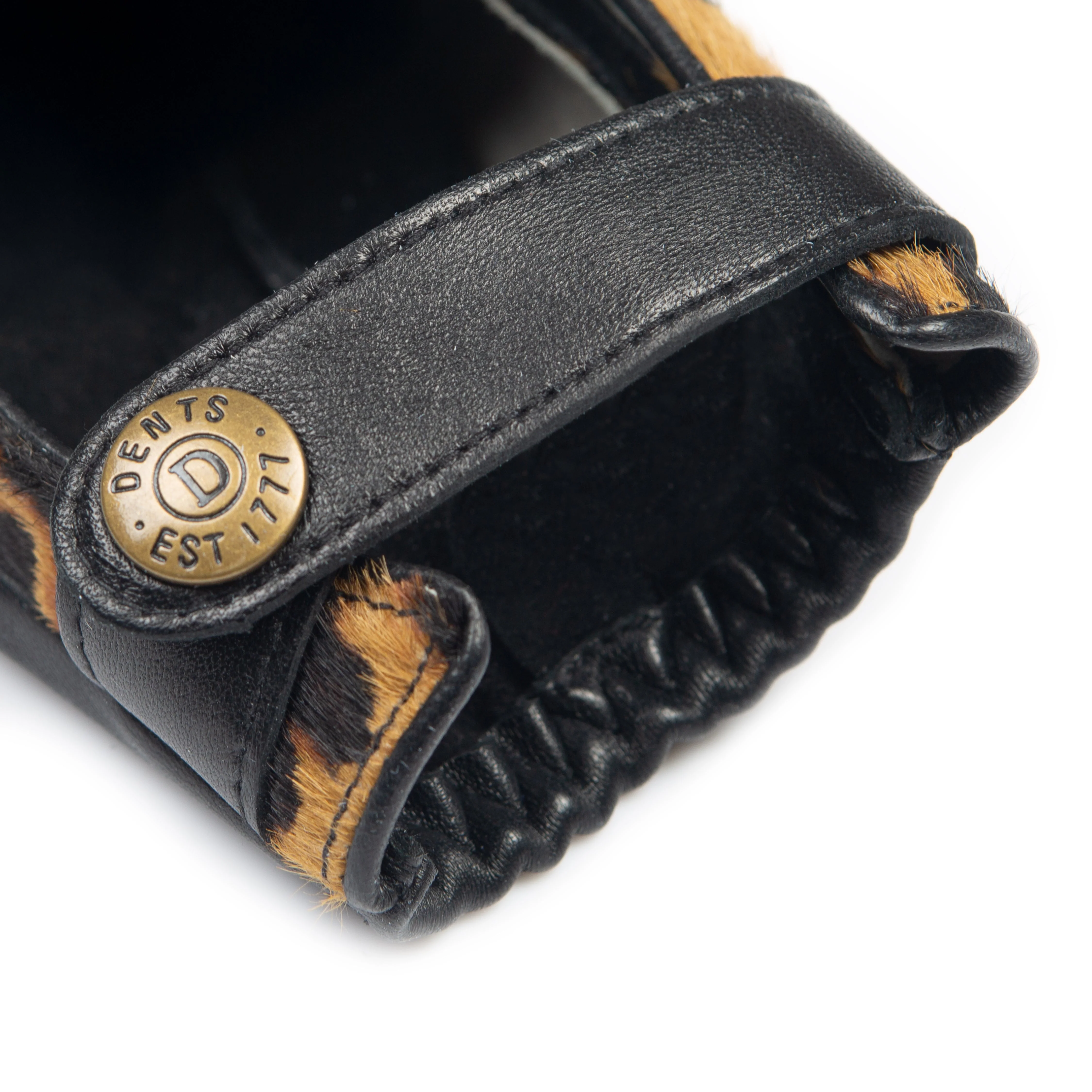 Women's Fingerless Leather Driving Gloves with Ponyskin Leopard Print Design - Image 11