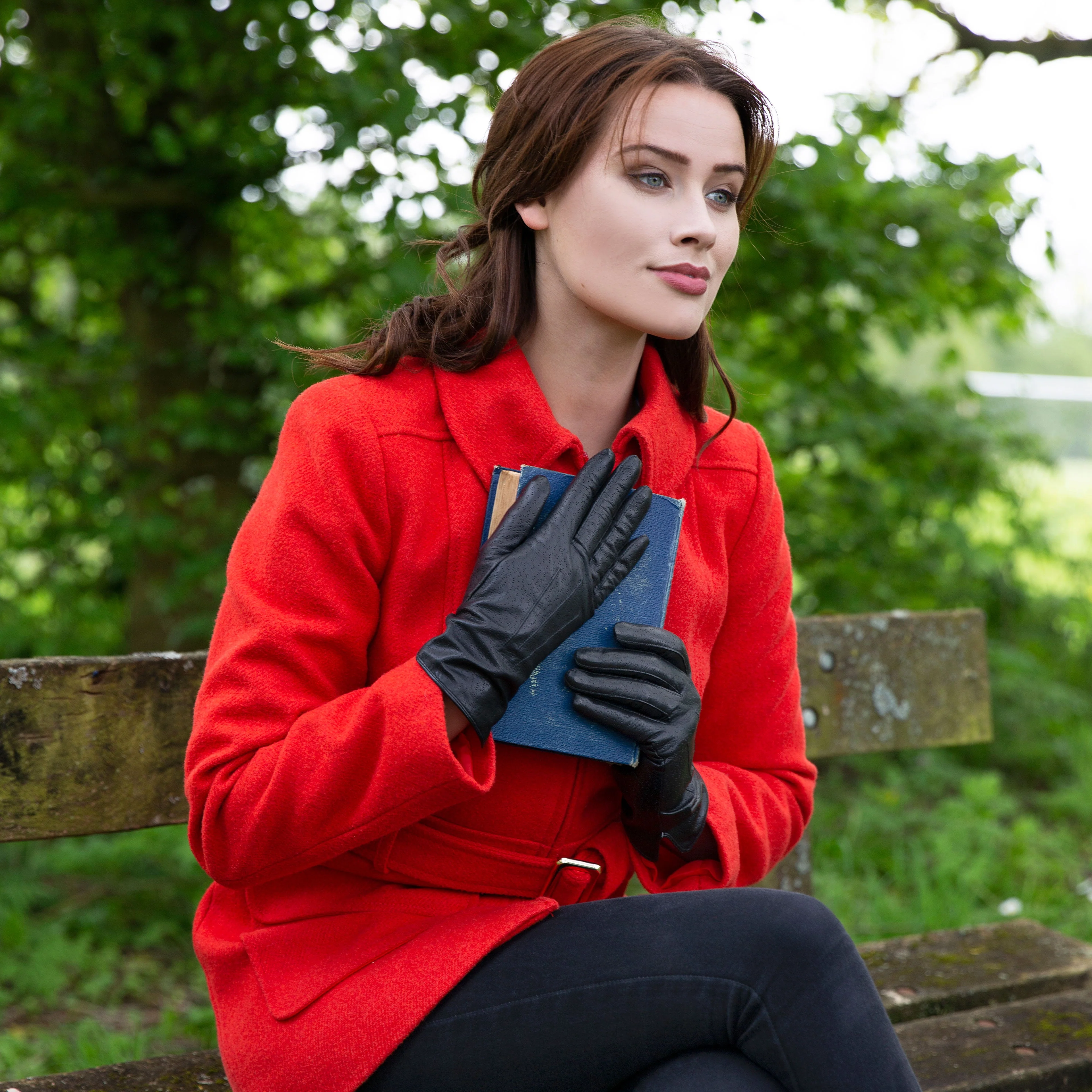 Women's Three-Point Lined Imitation Peccary Leather Gloves - Image 25