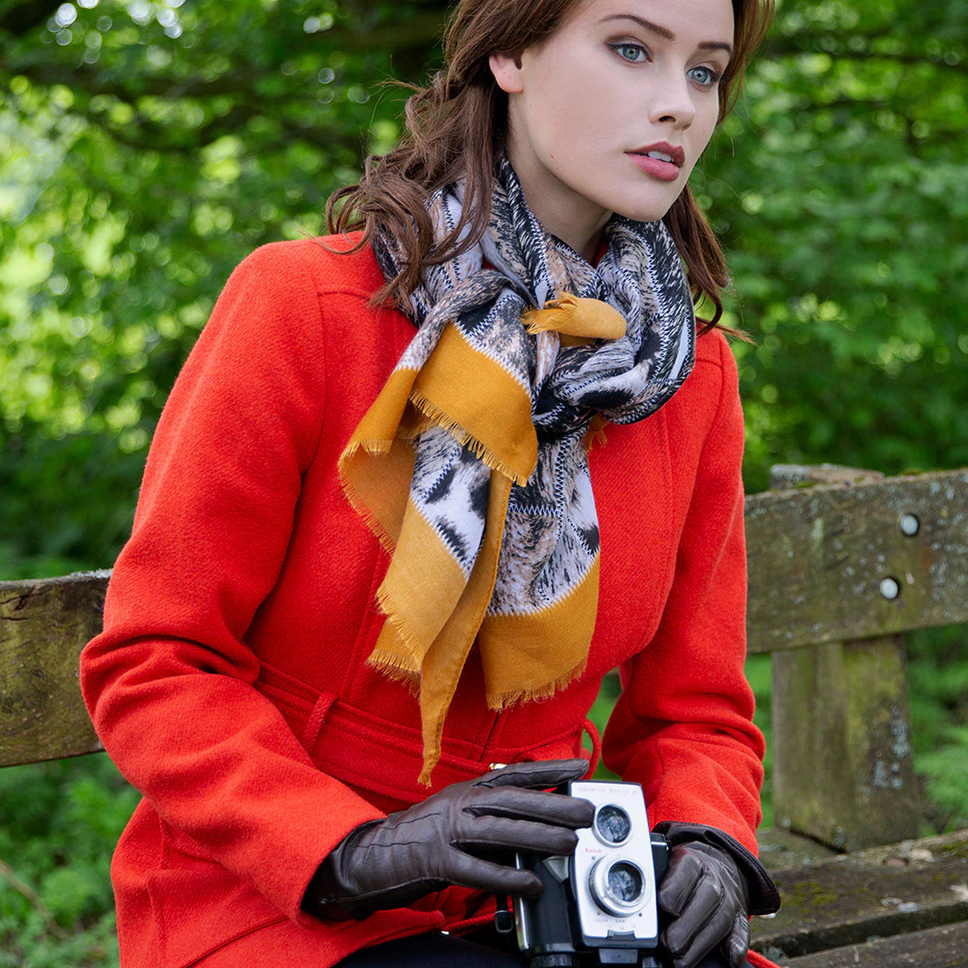 Women's Three-Point Lined Imitation Peccary Leather Gloves - Image 3