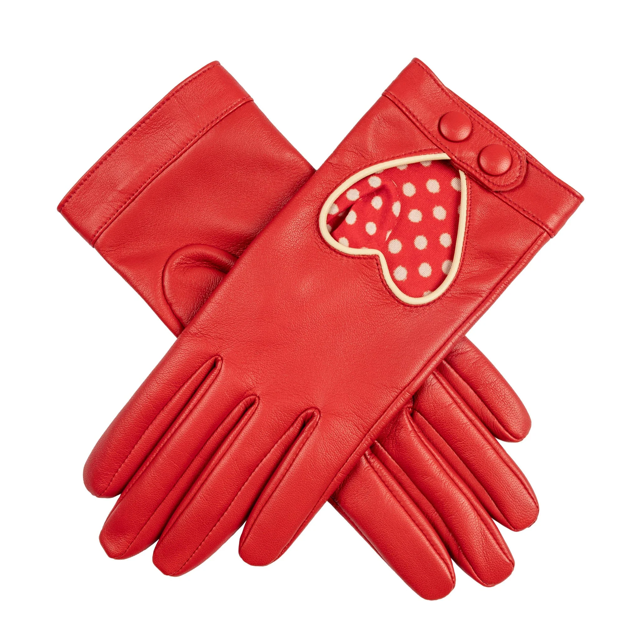 Women's Silk-Lined Leather Driving Gloves with Heart Cut-Out - Image 12