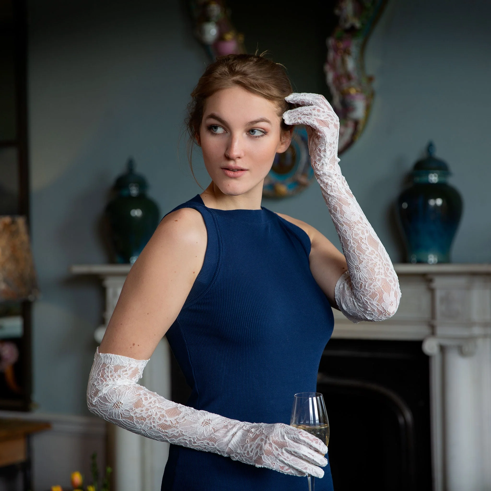 Women's Long Opera Lace Gloves - Image 2