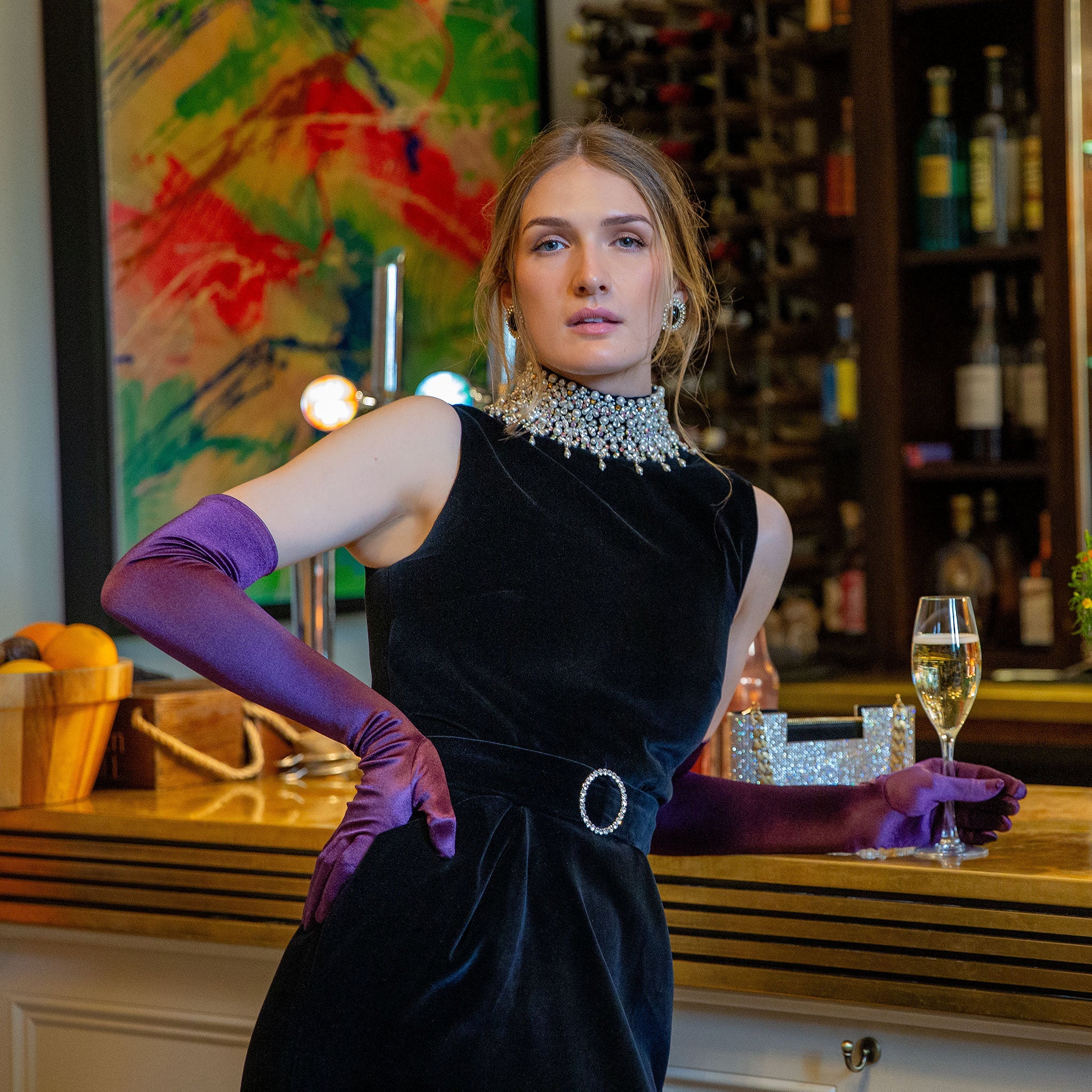 Women's Long Opera Satin Gloves - Image 62