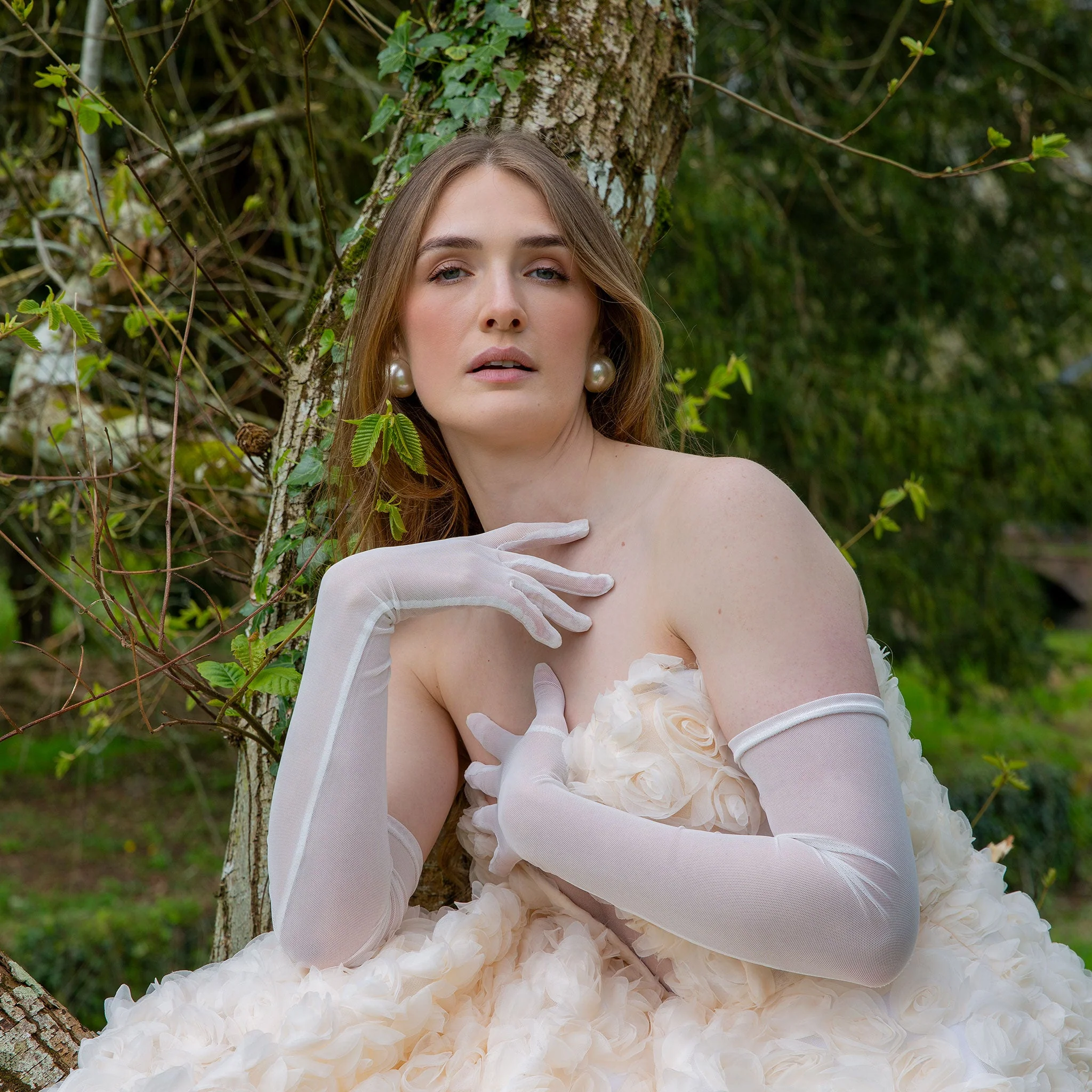 Women's Long Above-Elbow Tulle Gloves - Image 2