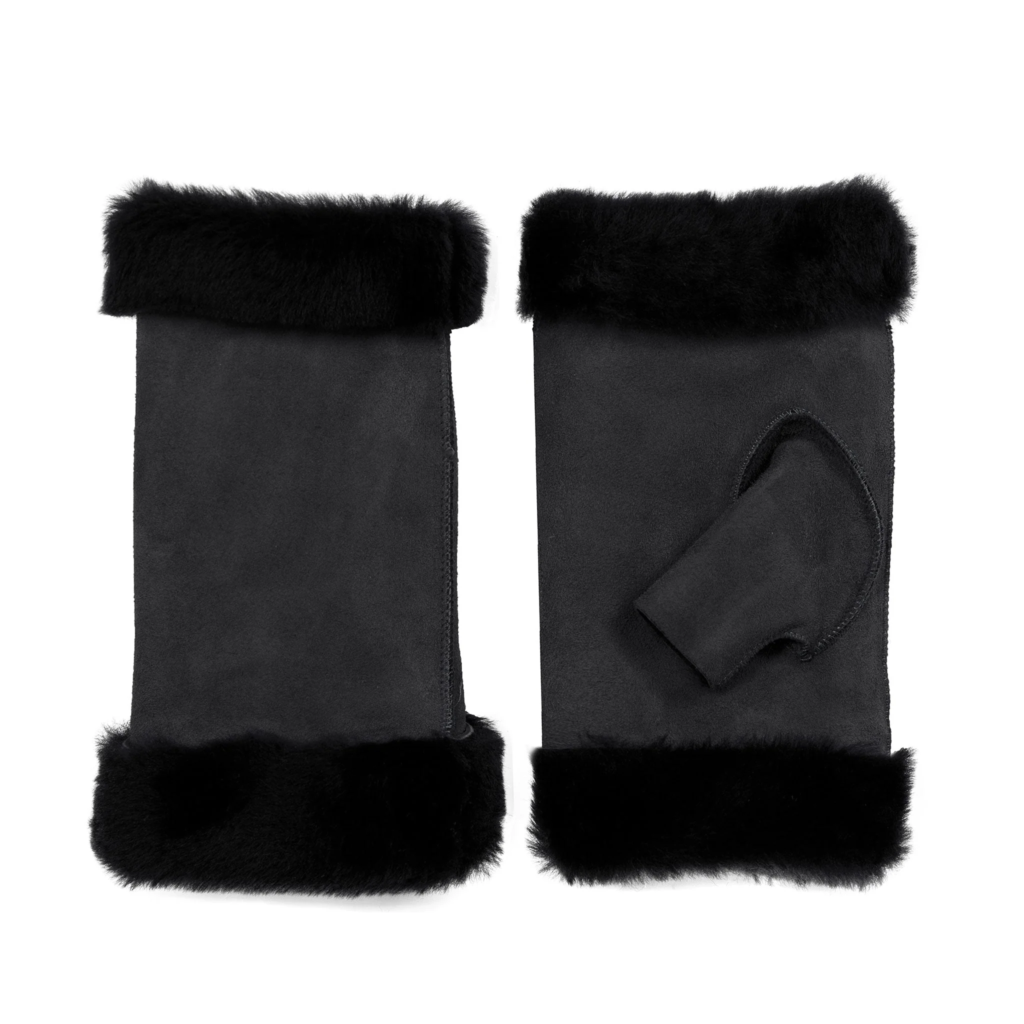 Women's Fingerless Sheepskin Mittens - Image 12