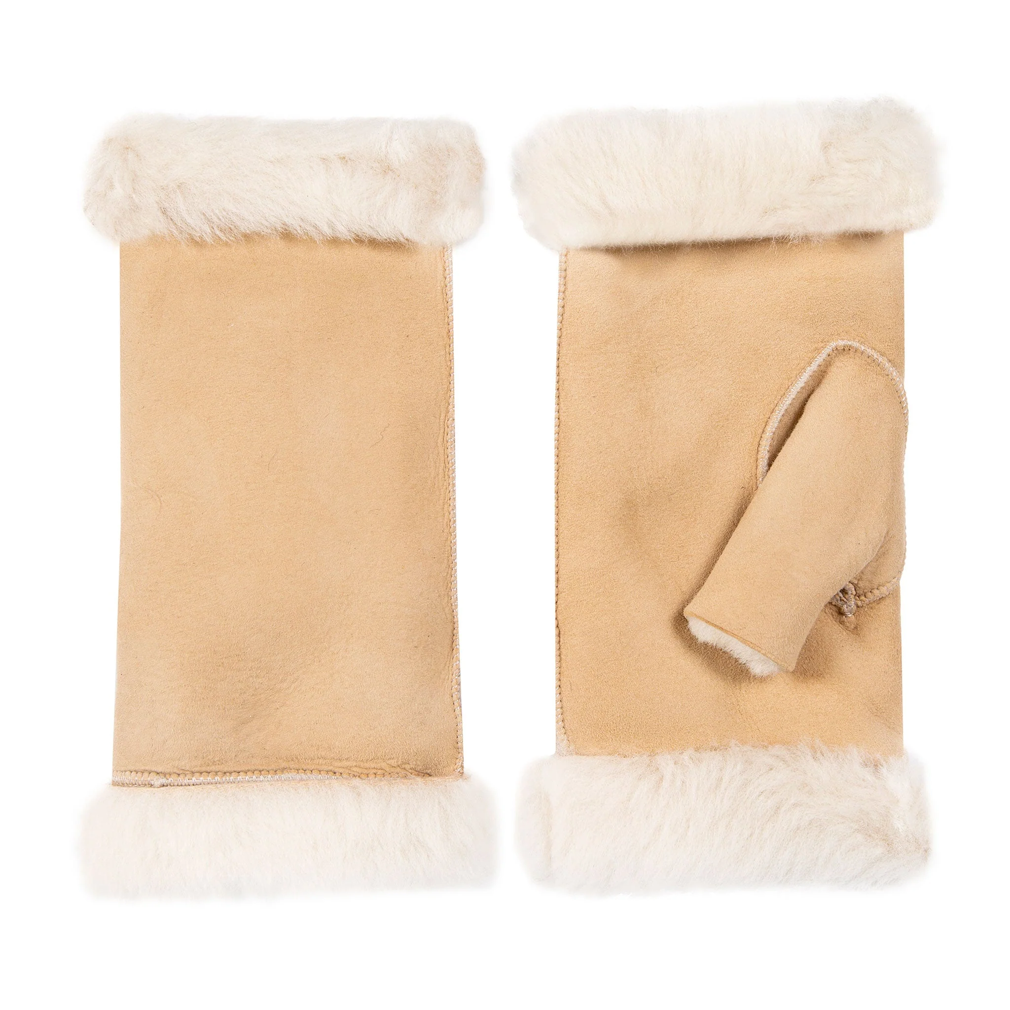 Women's Fingerless Sheepskin Mittens - Image 62