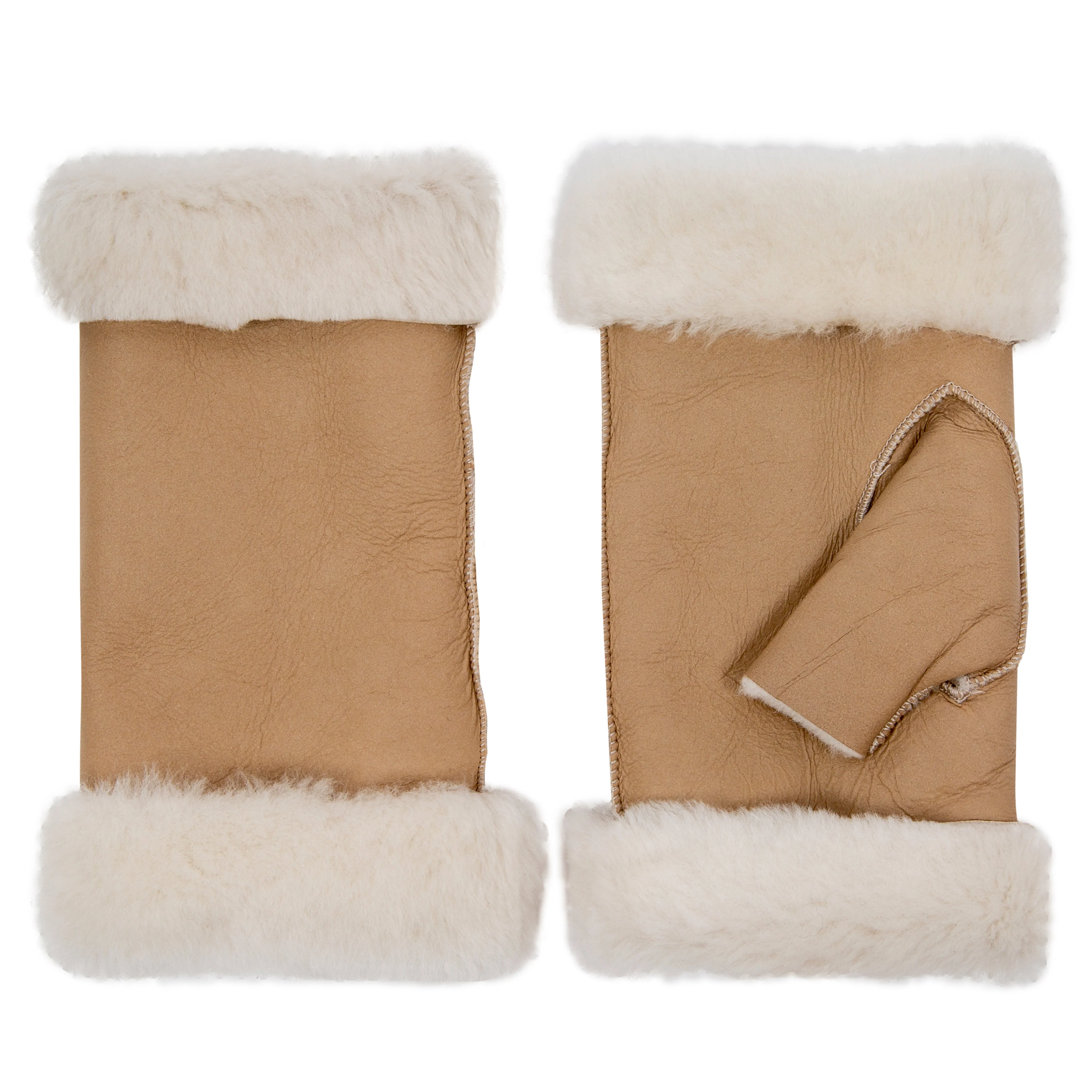 Women's Fingerless Sheepskin Mittens - Image 93