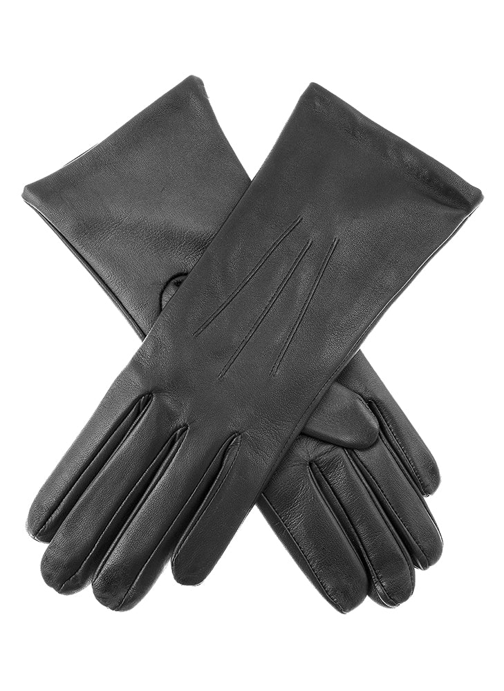 Women's Heritage Touchscreen Three-Point Silk-Lined Leather Gloves - Image 3