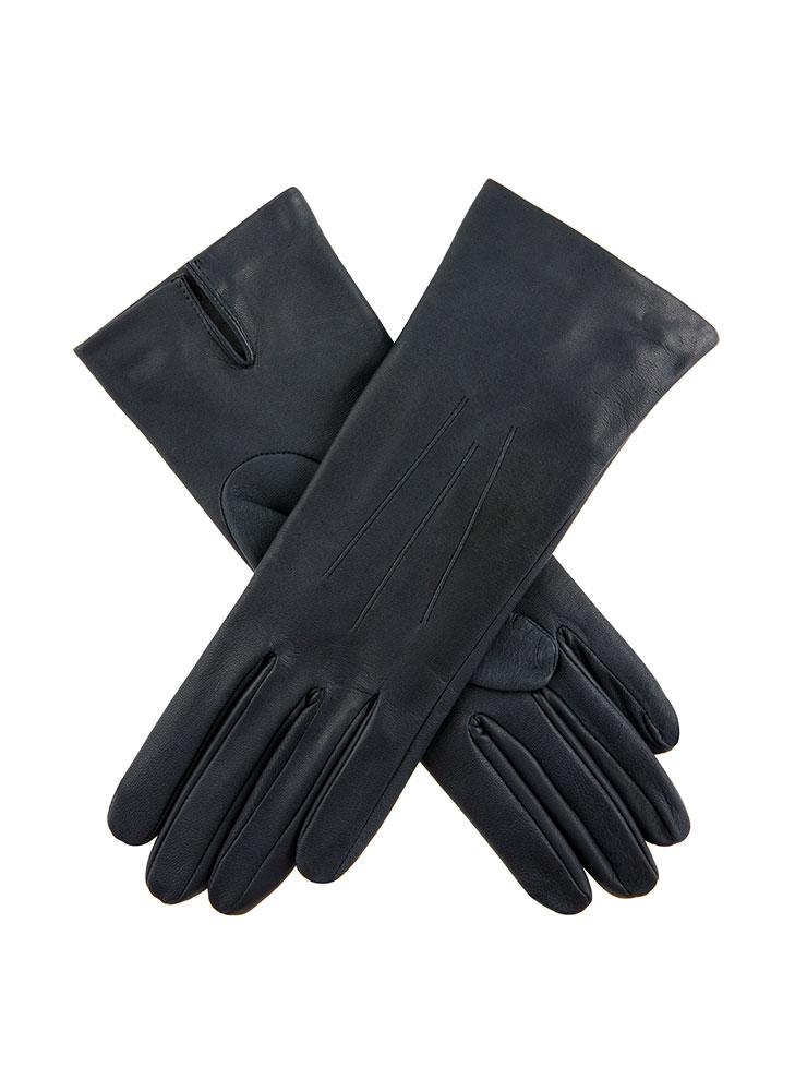 Women's Three-Point Silk-Lined Leather Gloves - Image 10