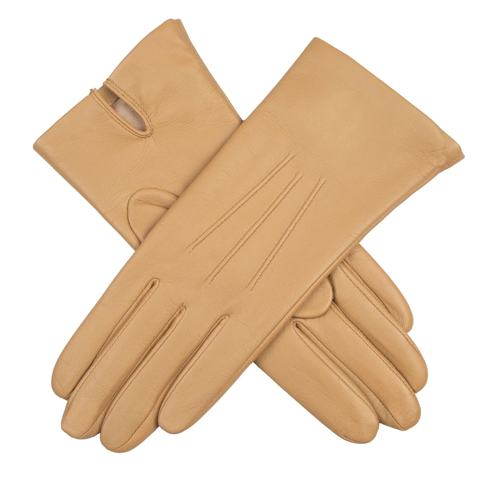 Women's Three-Point Silk-Lined Leather Gloves - Image 14