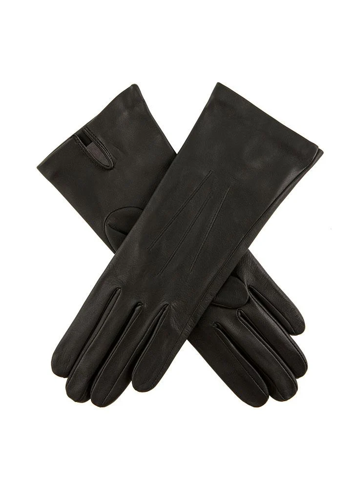 Women's Three-Point Silk-Lined Leather Gloves - Image 9