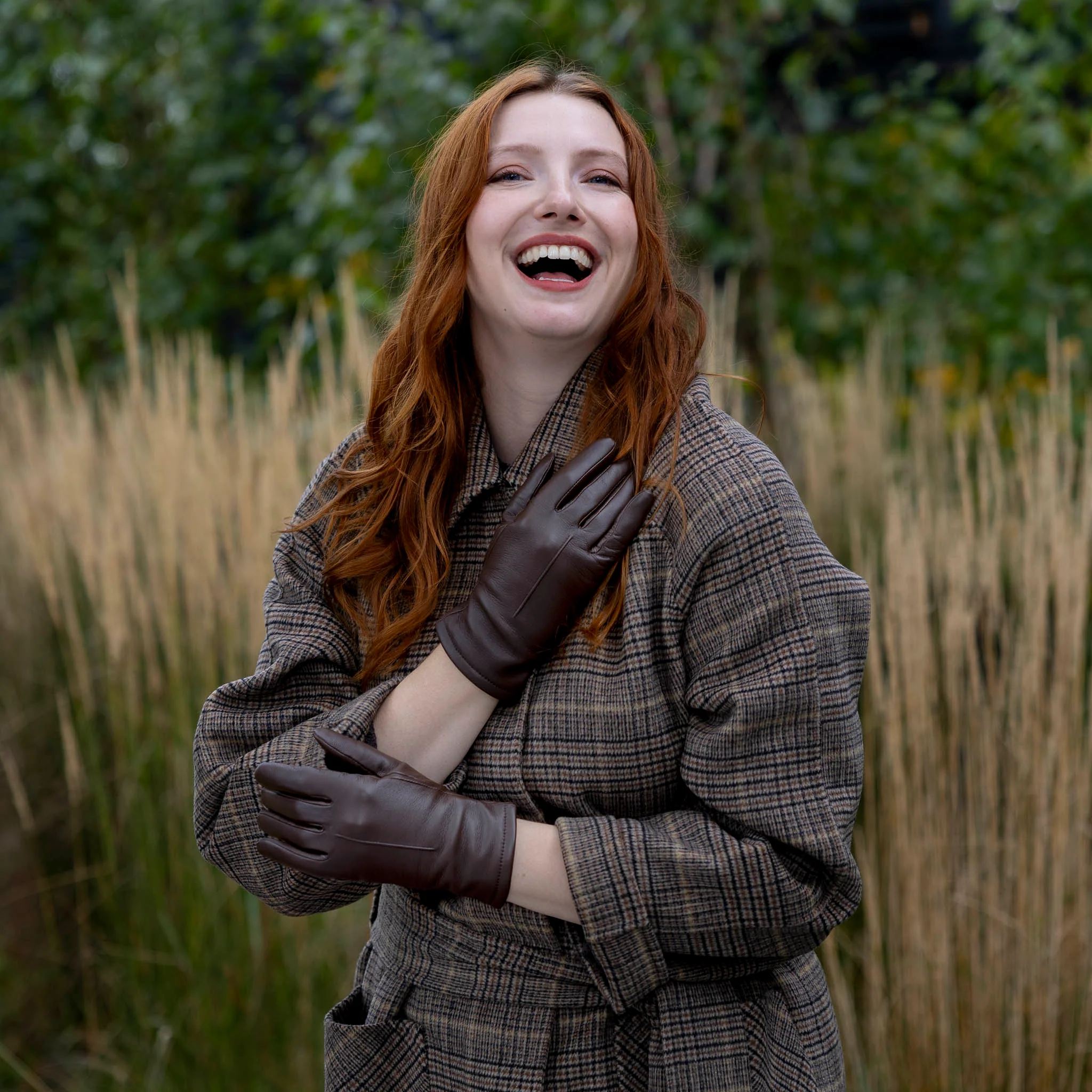 Women's Single-Point Lined Leather Gloves - Image 21