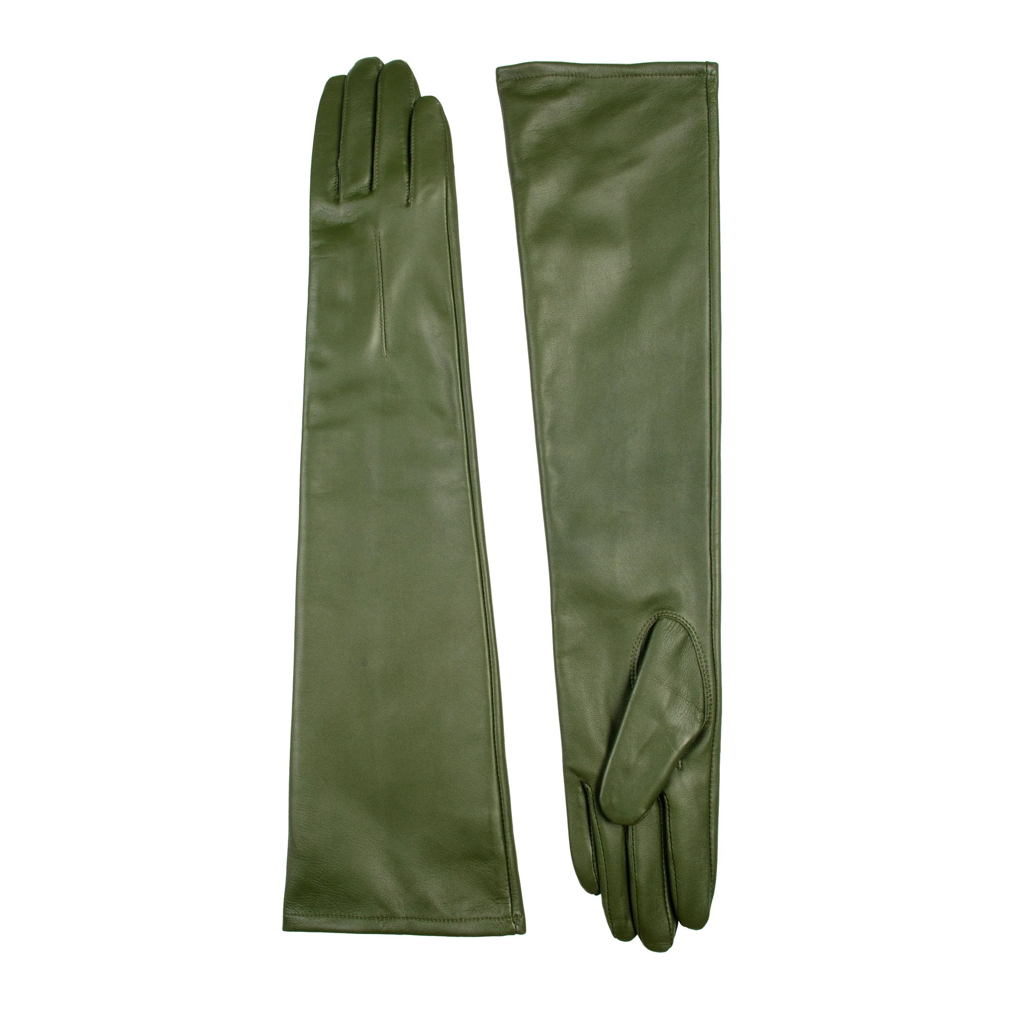 Women's Single-Point Long Above-Elbow Lined Leather Gloves - Image 102