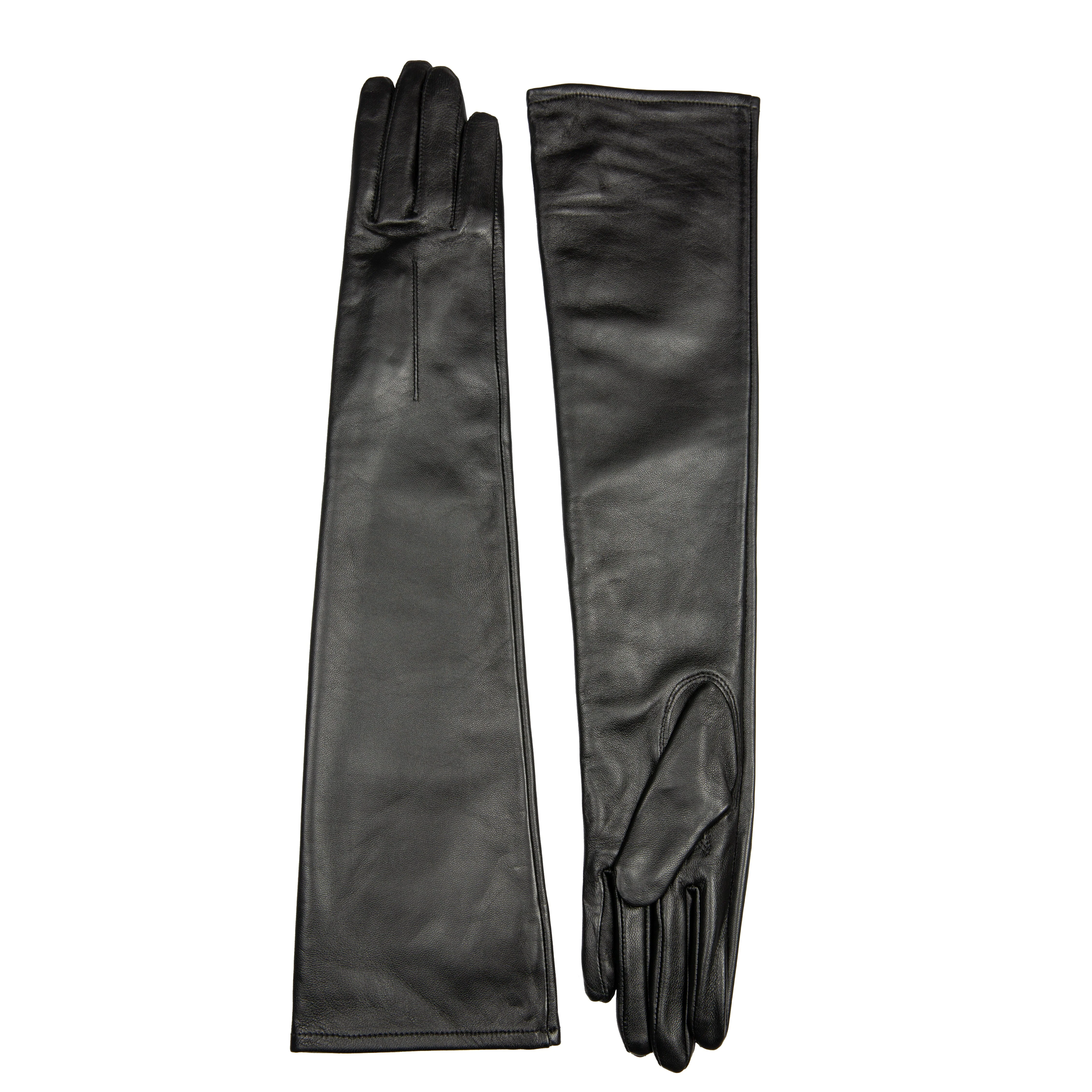 Women's Single-Point Long Above-Elbow Lined Leather Gloves - Image 28