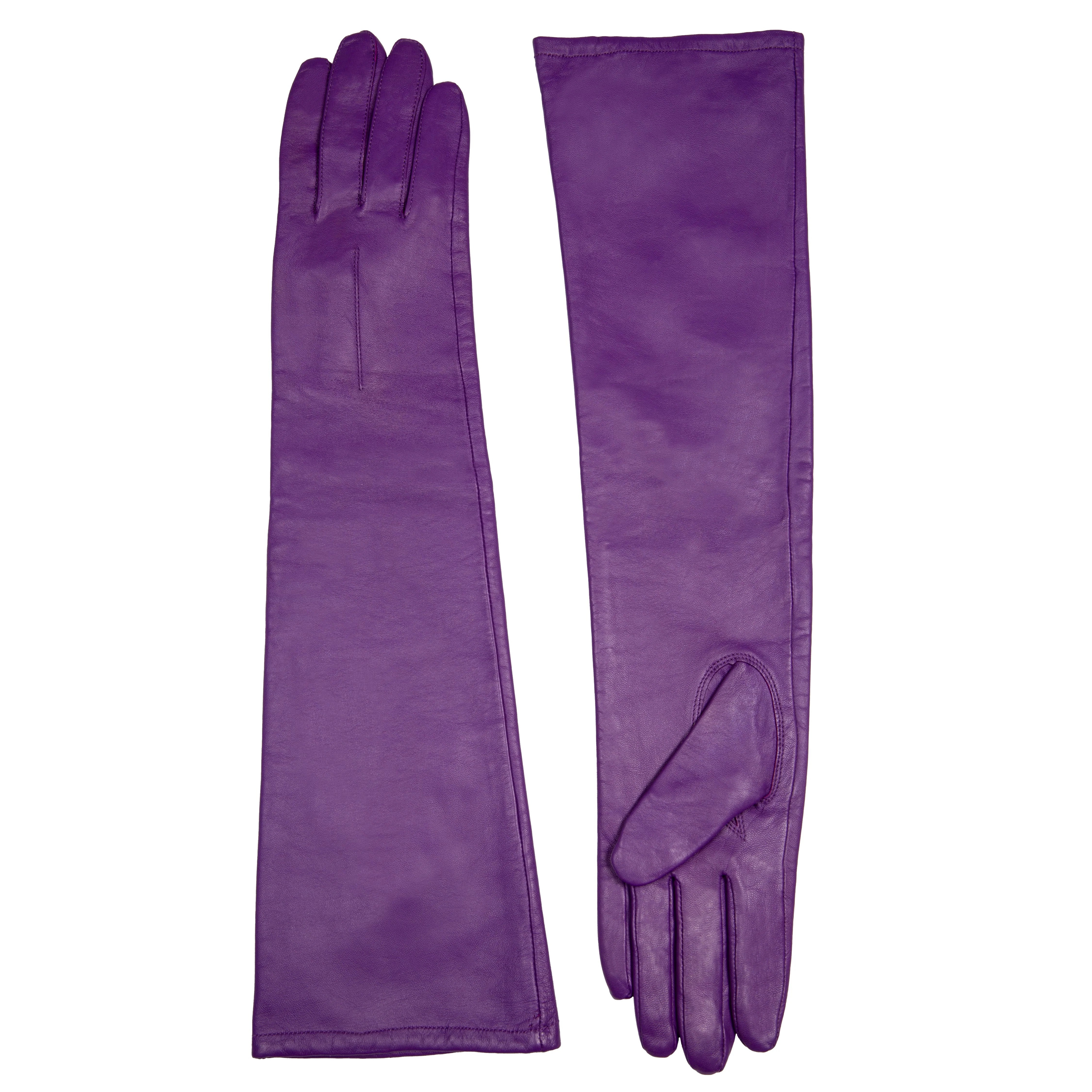 Women's Single-Point Long Above-Elbow Lined Leather Gloves - Image 40