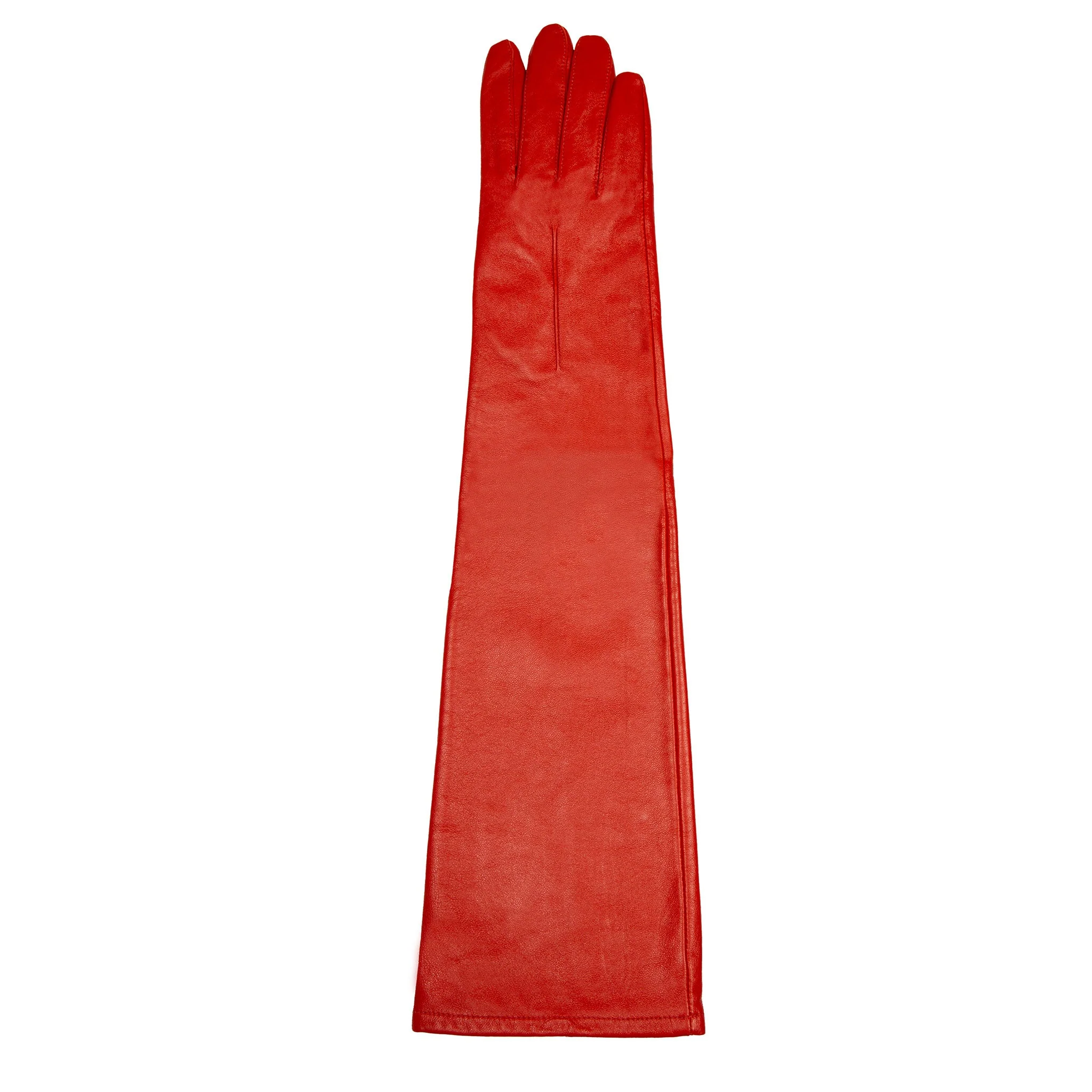 Women's Single-Point Long Above-Elbow Lined Leather Gloves - Image 5