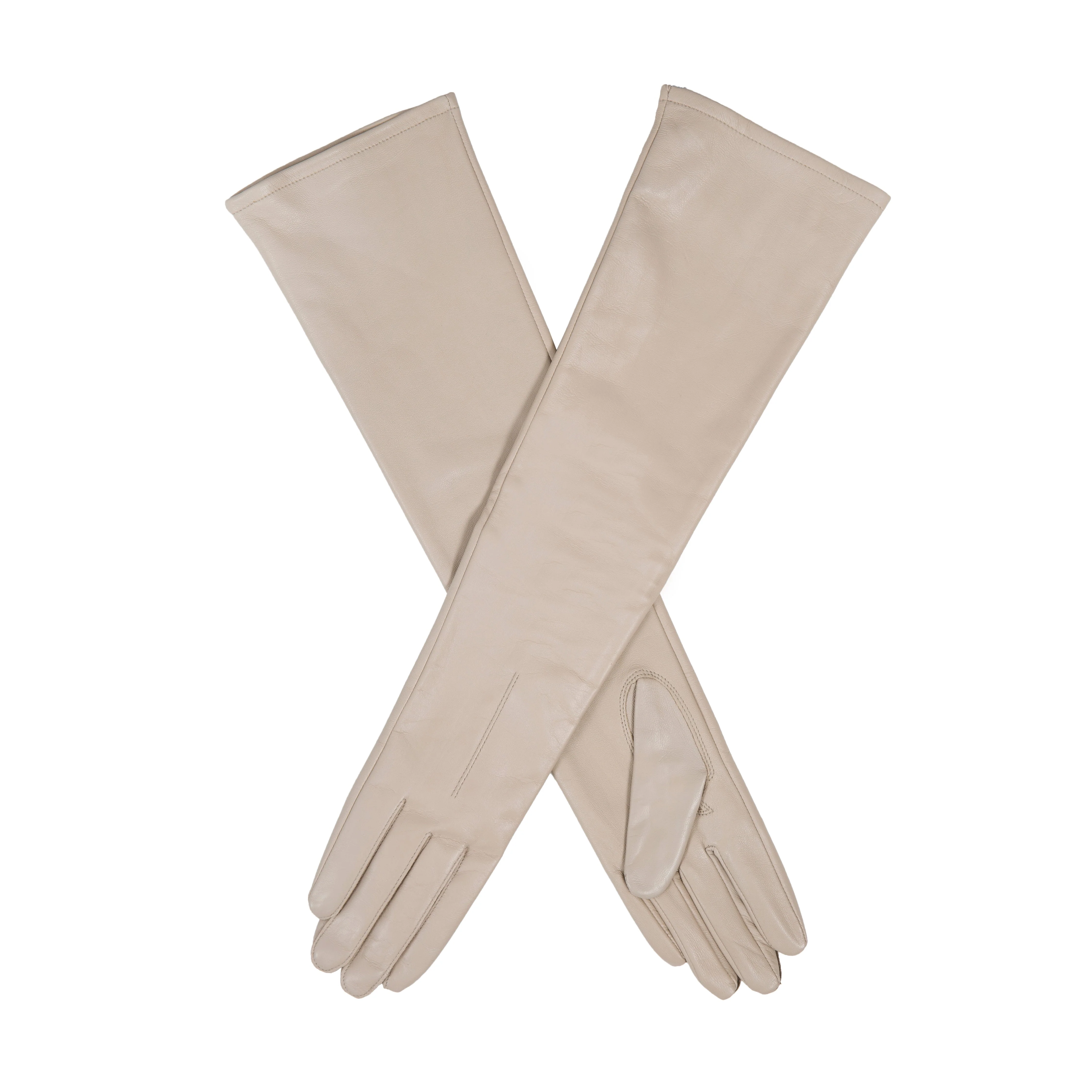 Women's Single-Point Long Above-Elbow Lined Leather Gloves - Image 65