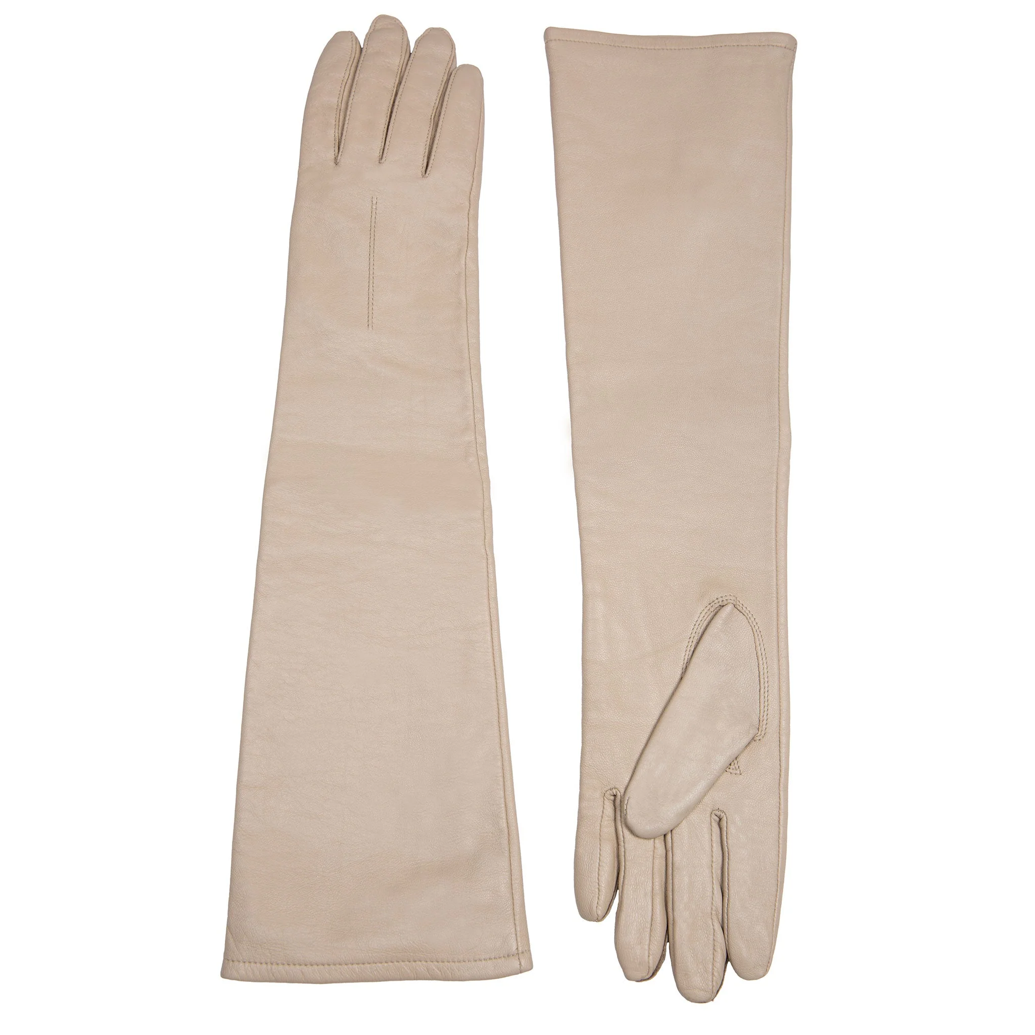 Women's Single-Point Long Above-Elbow Lined Leather Gloves - Image 68