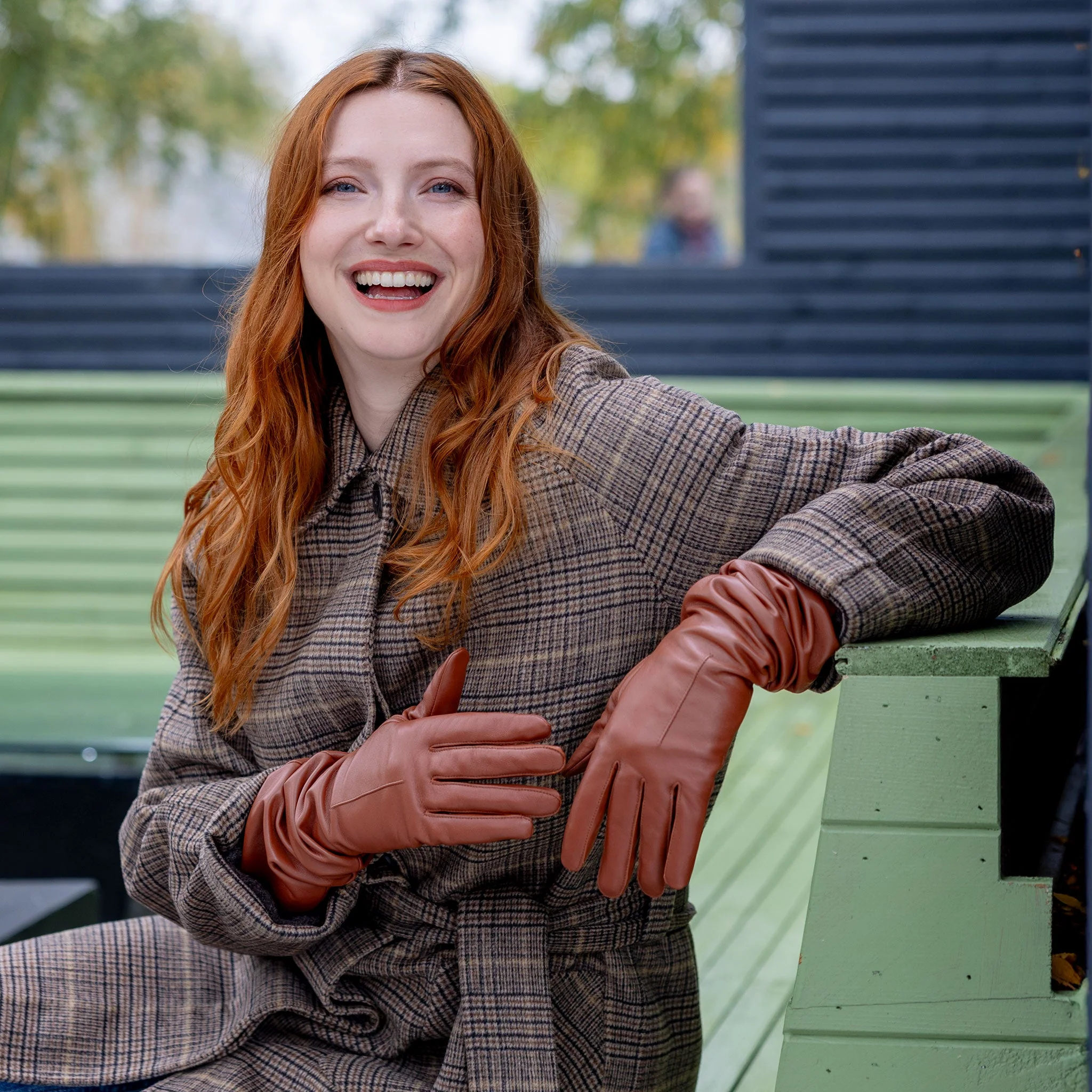 Women's Single-Point Long Above-Elbow Lined Leather Gloves - Image 78