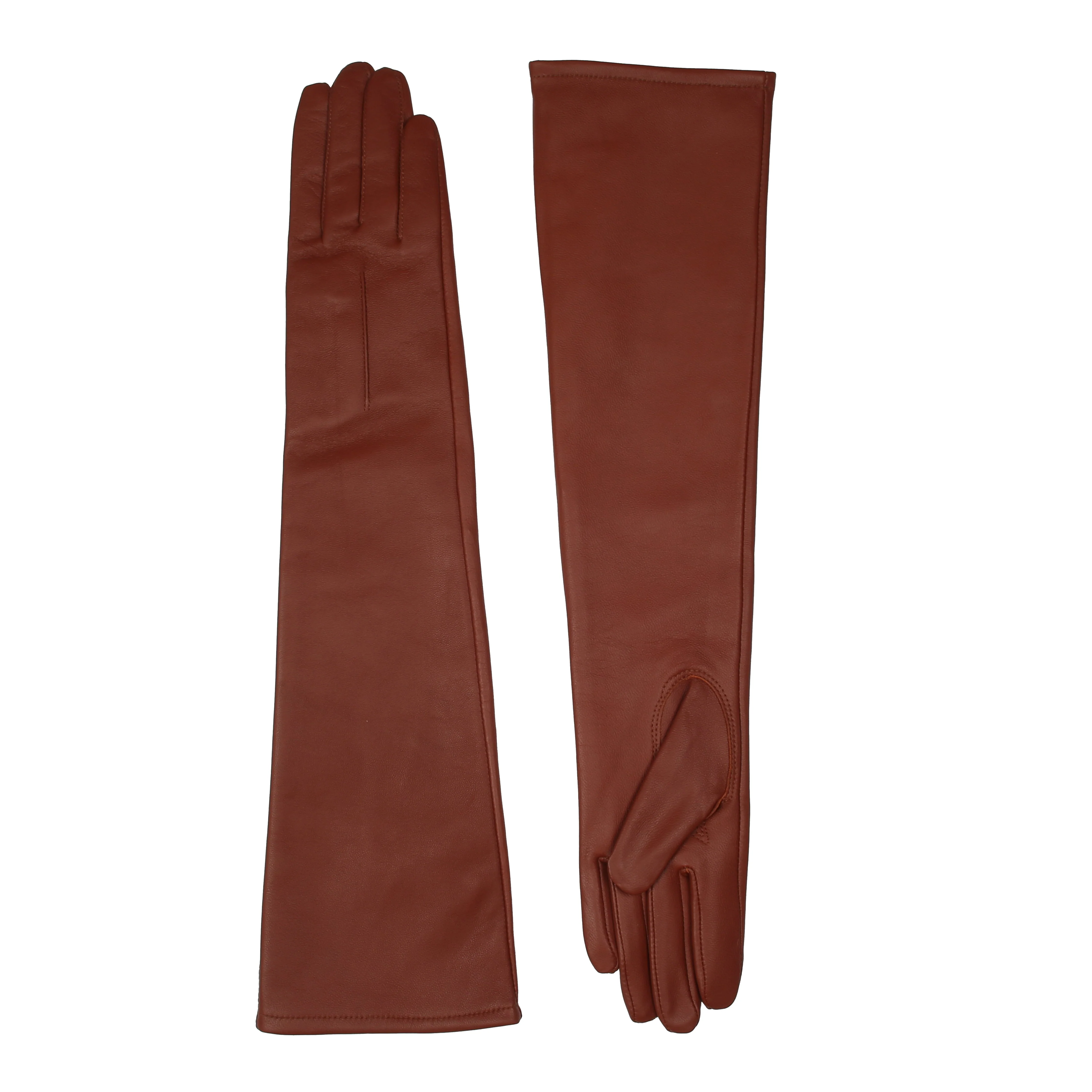Women's Single-Point Long Above-Elbow Lined Leather Gloves - Image 80