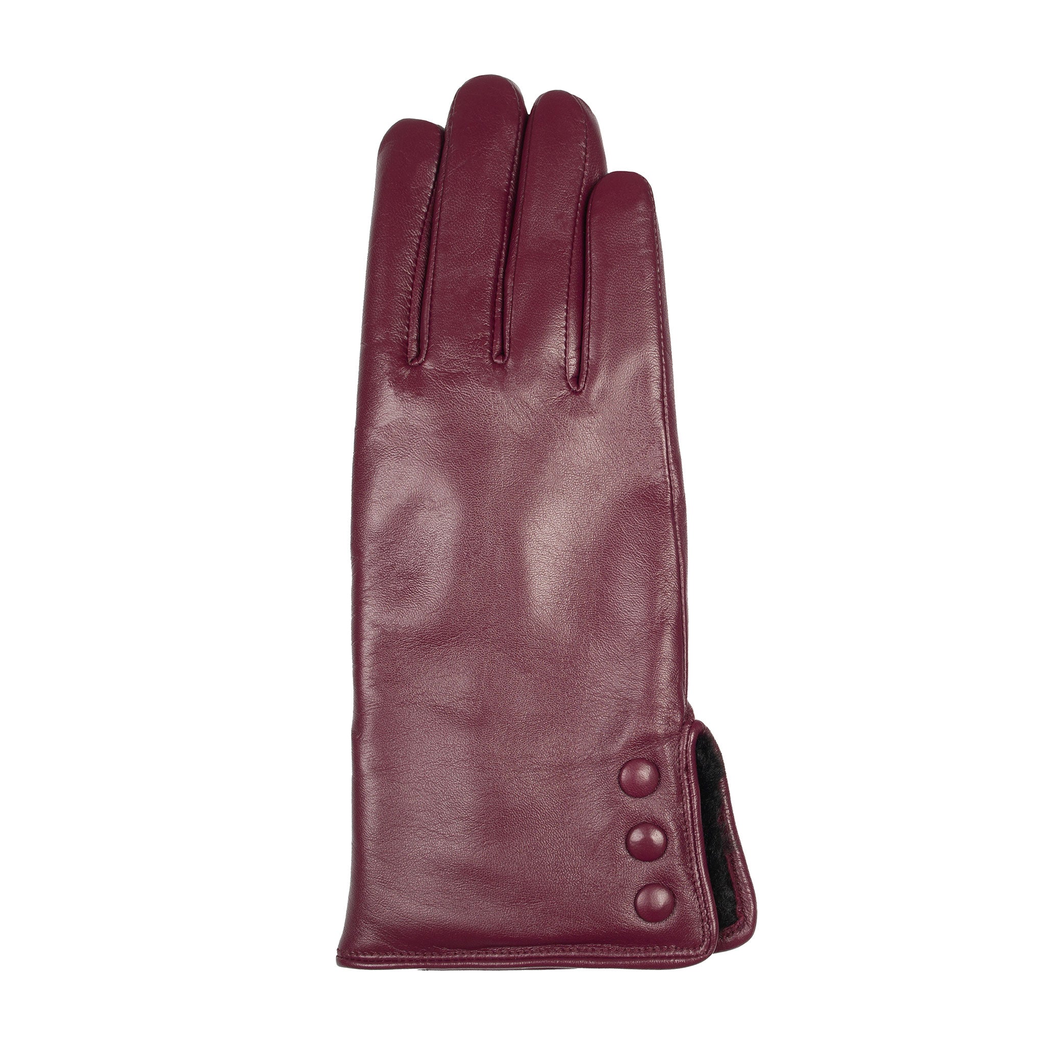 Women's Touchscreen Water-Resistant Faux Fur-Lined Leather Gloves with Buttons - Image 16