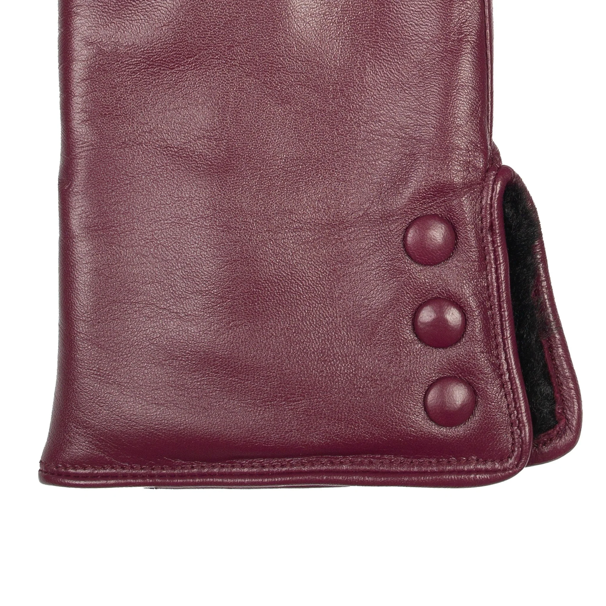 Women's Touchscreen Water-Resistant Faux Fur-Lined Leather Gloves with Buttons - Image 17