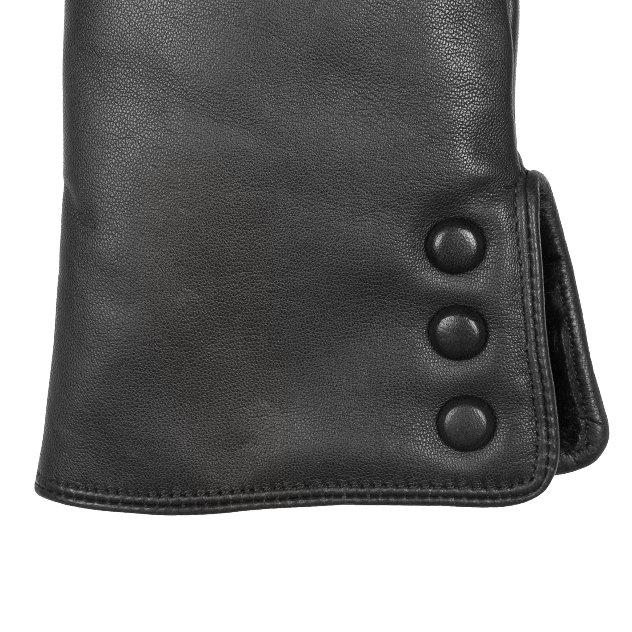 Women's Touchscreen Water-Resistant Faux Fur-Lined Leather Gloves with Buttons - Image 29
