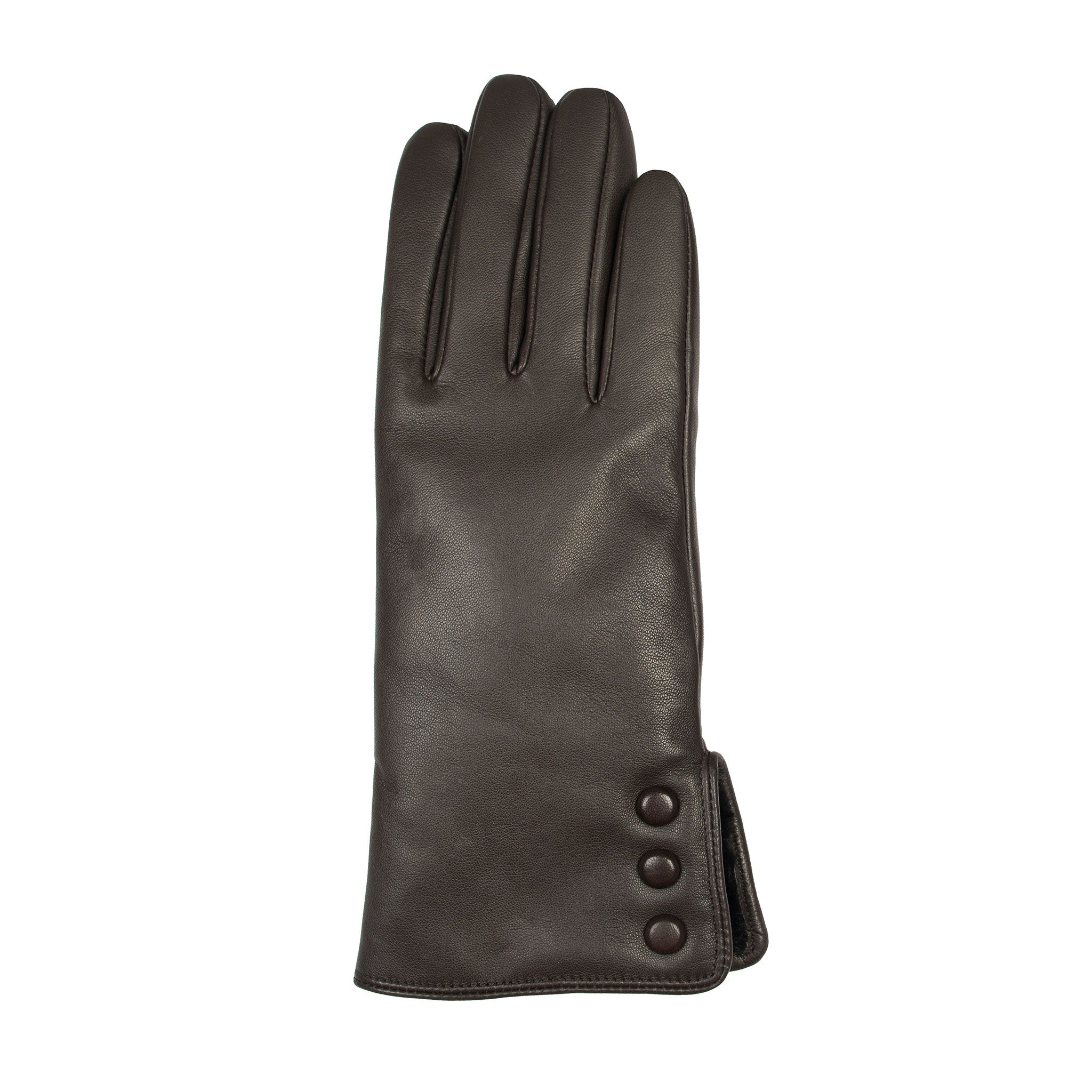 Women's Touchscreen Water-Resistant Faux Fur-Lined Leather Gloves with Buttons - Image 40