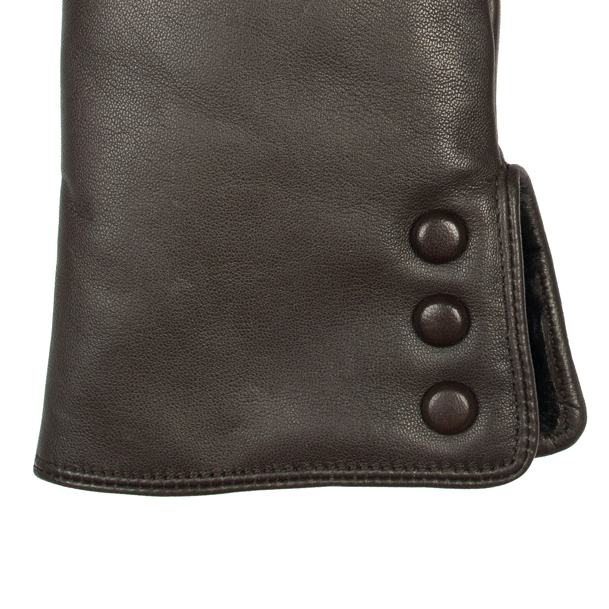 Women's Touchscreen Water-Resistant Faux Fur-Lined Leather Gloves with Buttons - Image 41