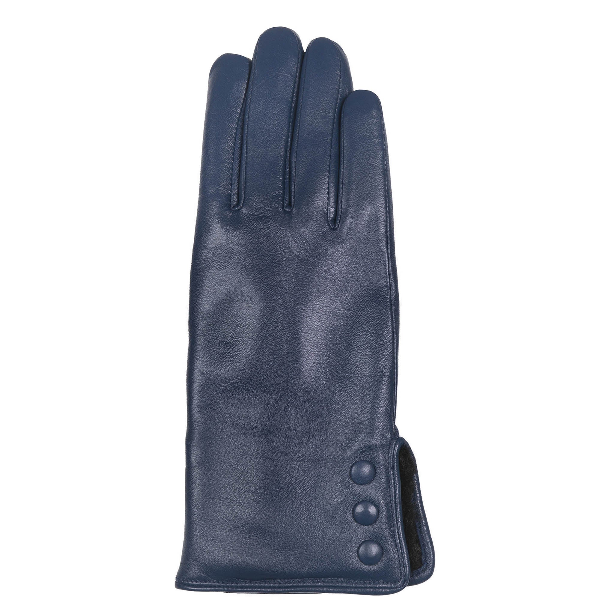 Women's Touchscreen Water-Resistant Faux Fur-Lined Leather Gloves with Buttons - Image 53