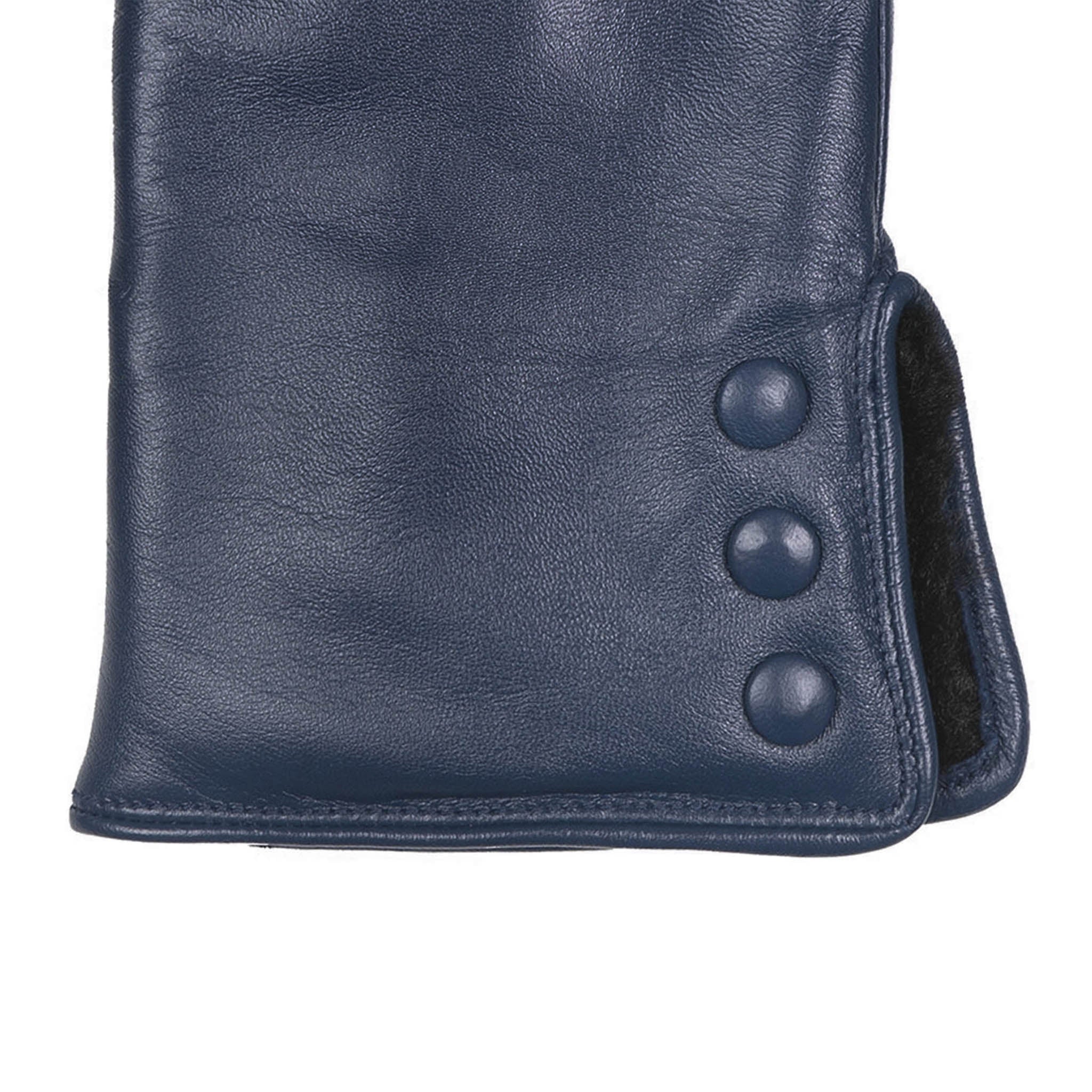 Women's Touchscreen Water-Resistant Faux Fur-Lined Leather Gloves with Buttons - Image 54