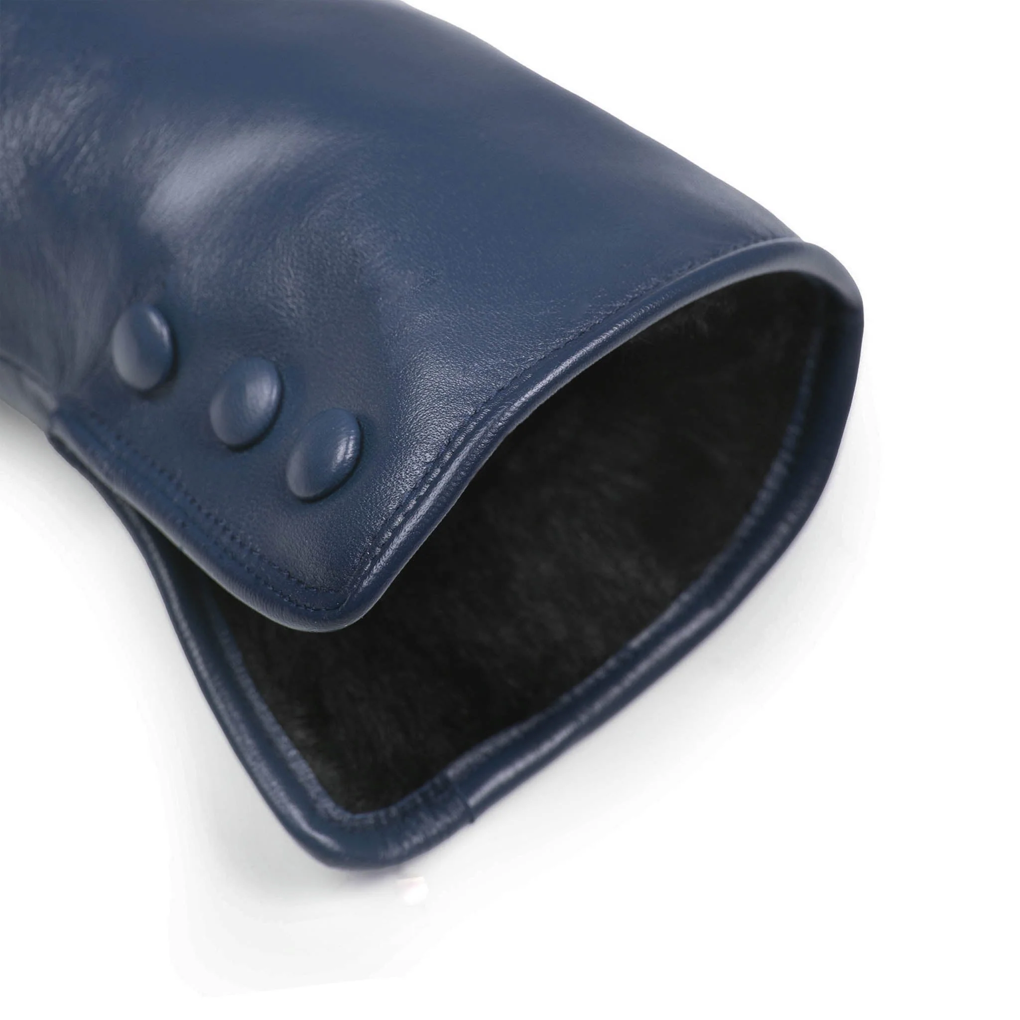 Women's Touchscreen Water-Resistant Faux Fur-Lined Leather Gloves with Buttons - Image 59