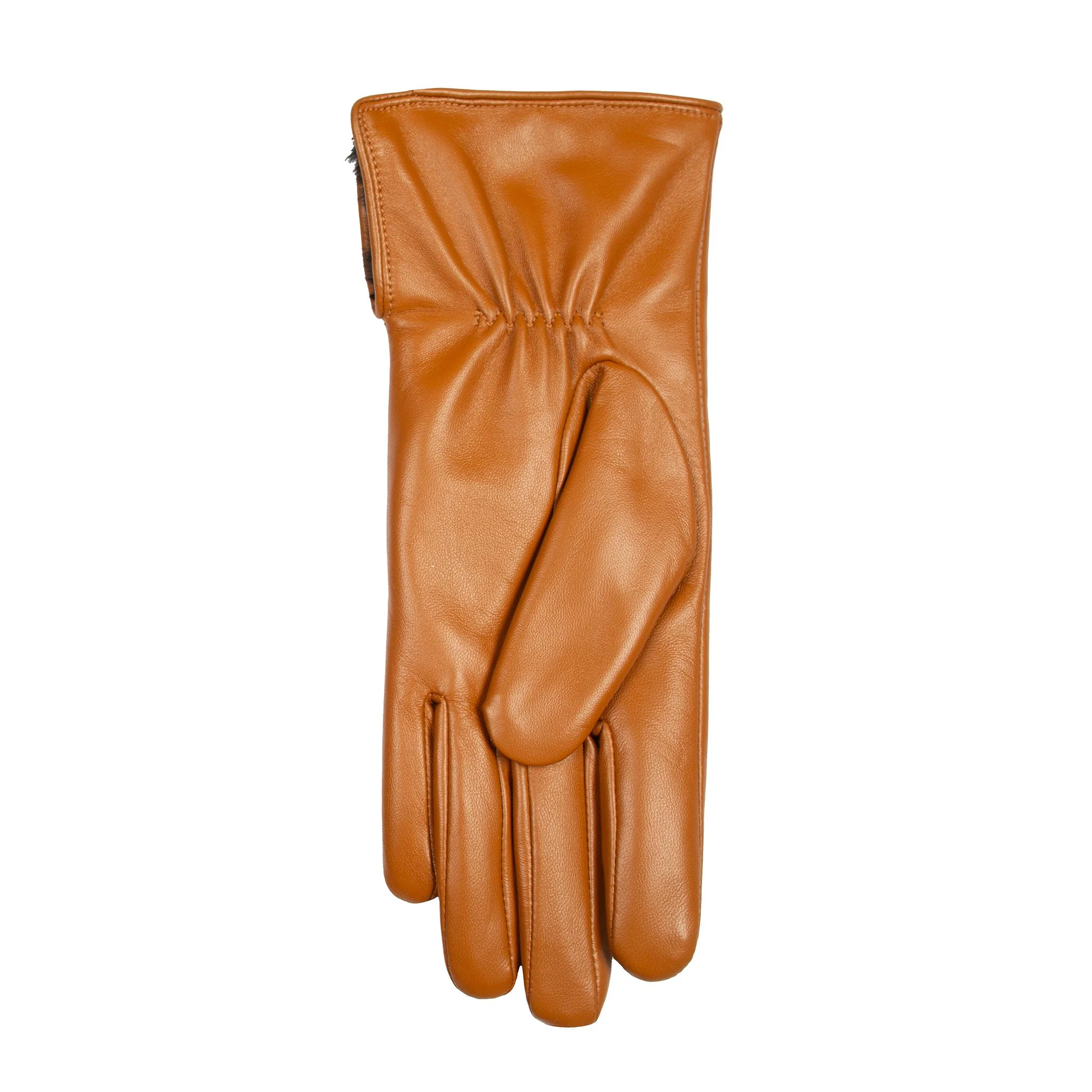 Women's Touchscreen Water-Resistant Faux Fur-Lined Leather Gloves with Buttons - Image 6