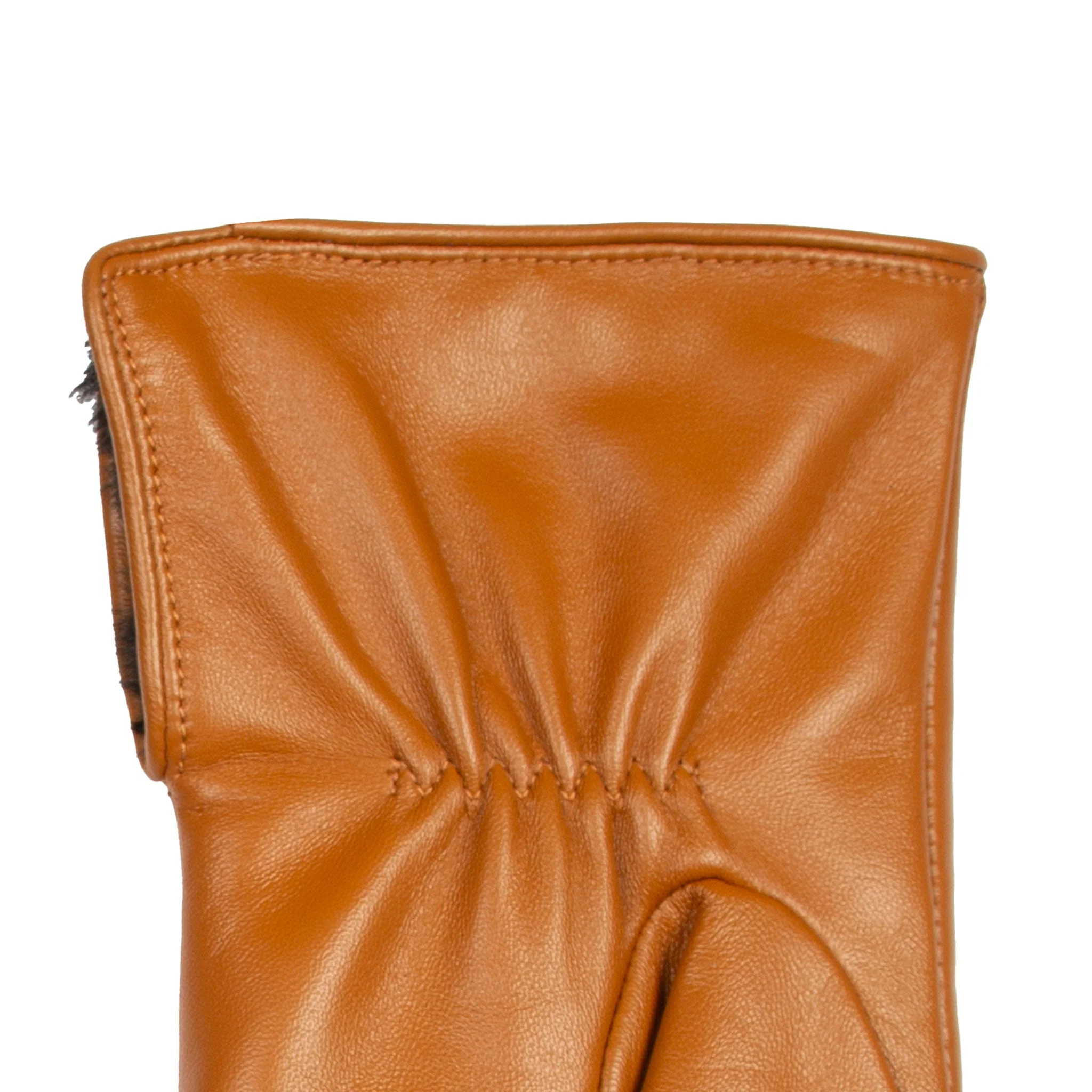 Women's Touchscreen Water-Resistant Faux Fur-Lined Leather Gloves with Buttons - Image 7