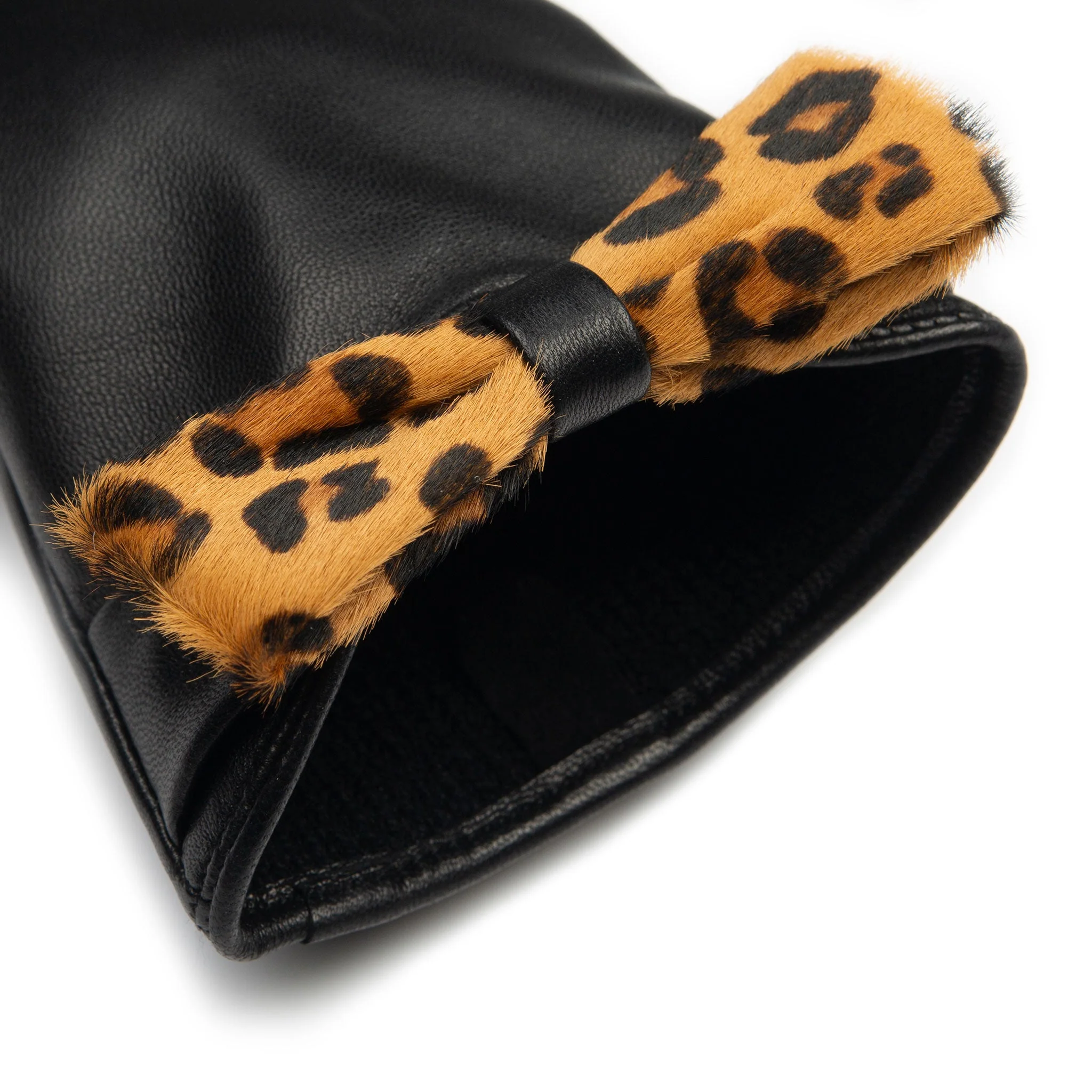 Women's Touchscreen Water-Resistant Lined Leather Gloves with Bow - Image 11