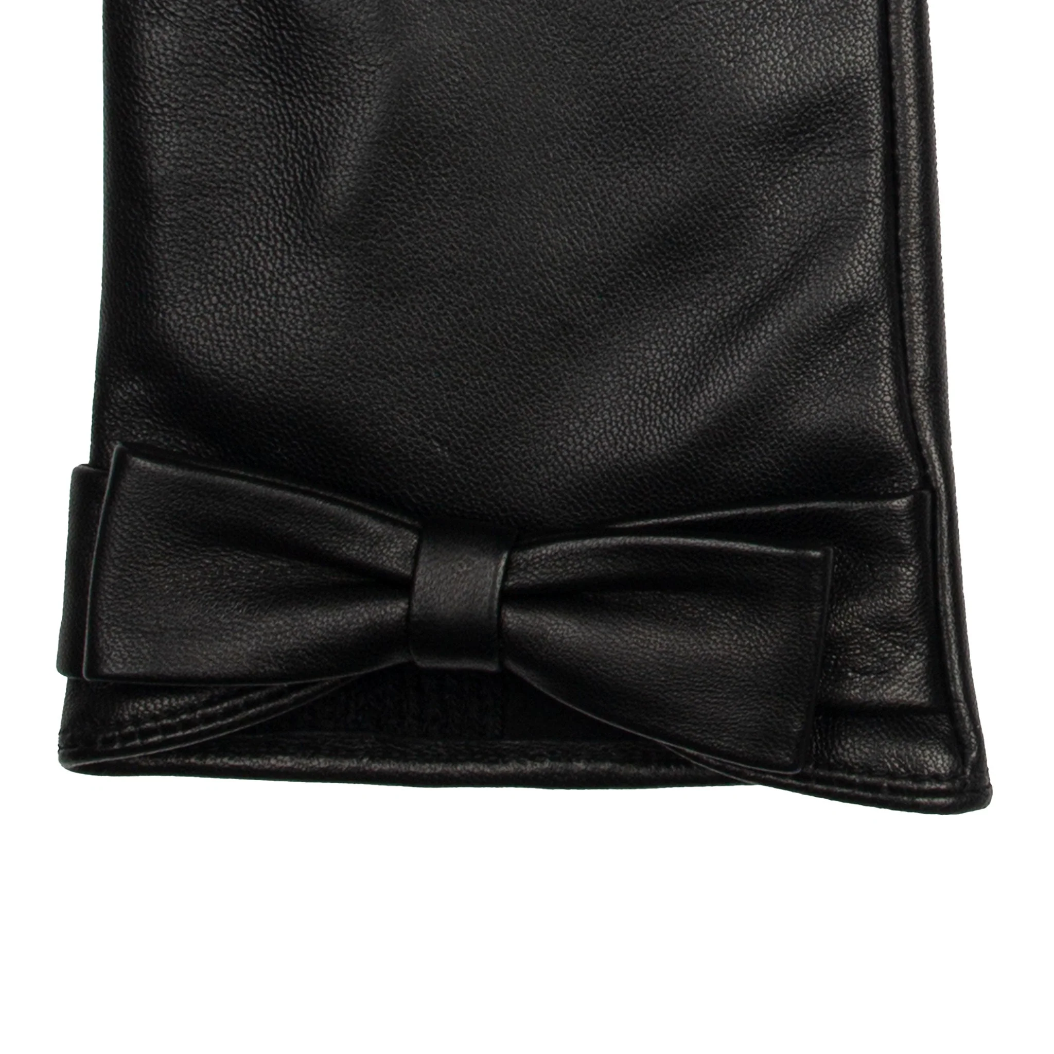 Women's Touchscreen Water-Resistant Lined Leather Gloves with Bow - Image 18