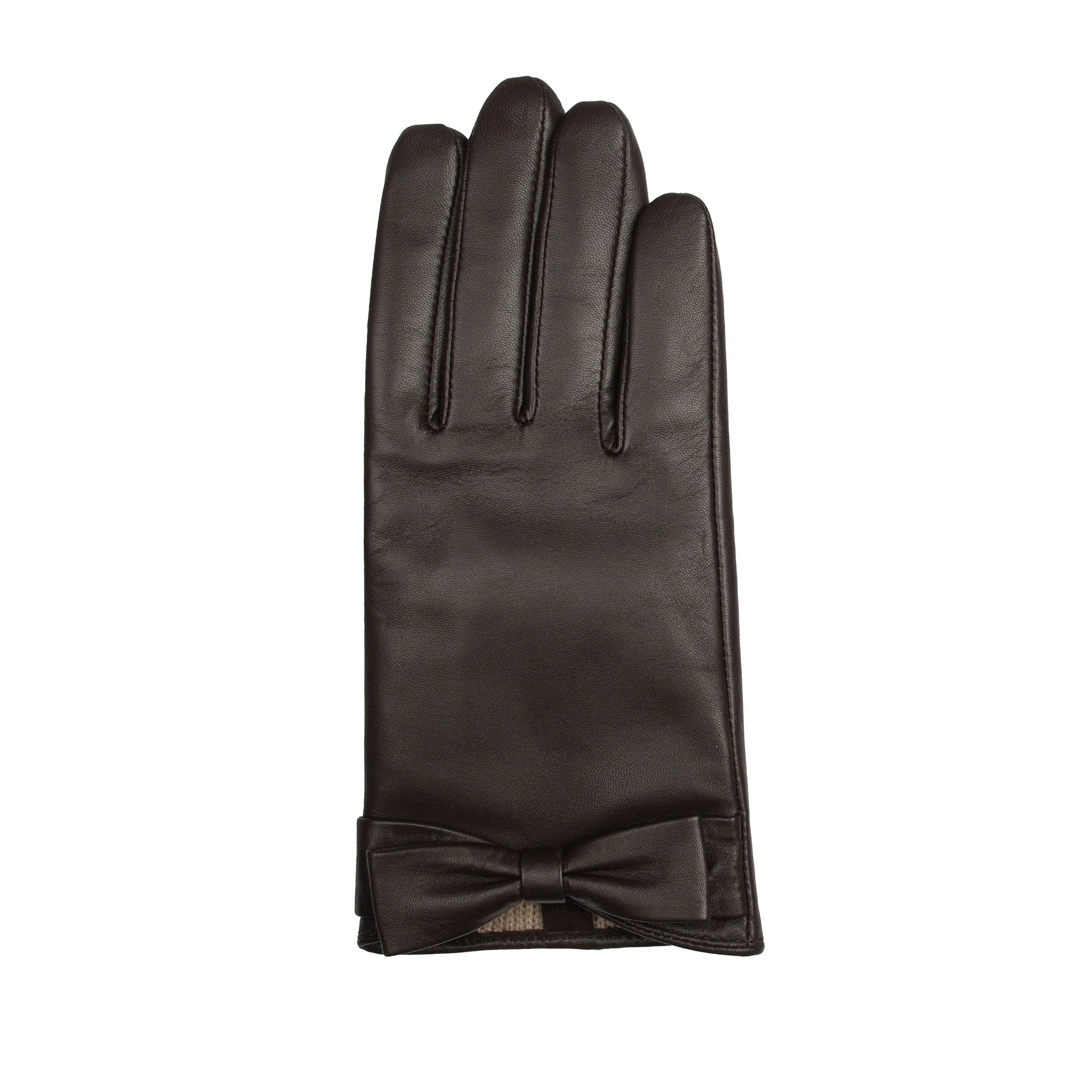 Women's Touchscreen Water-Resistant Lined Leather Gloves with Bow - Image 29