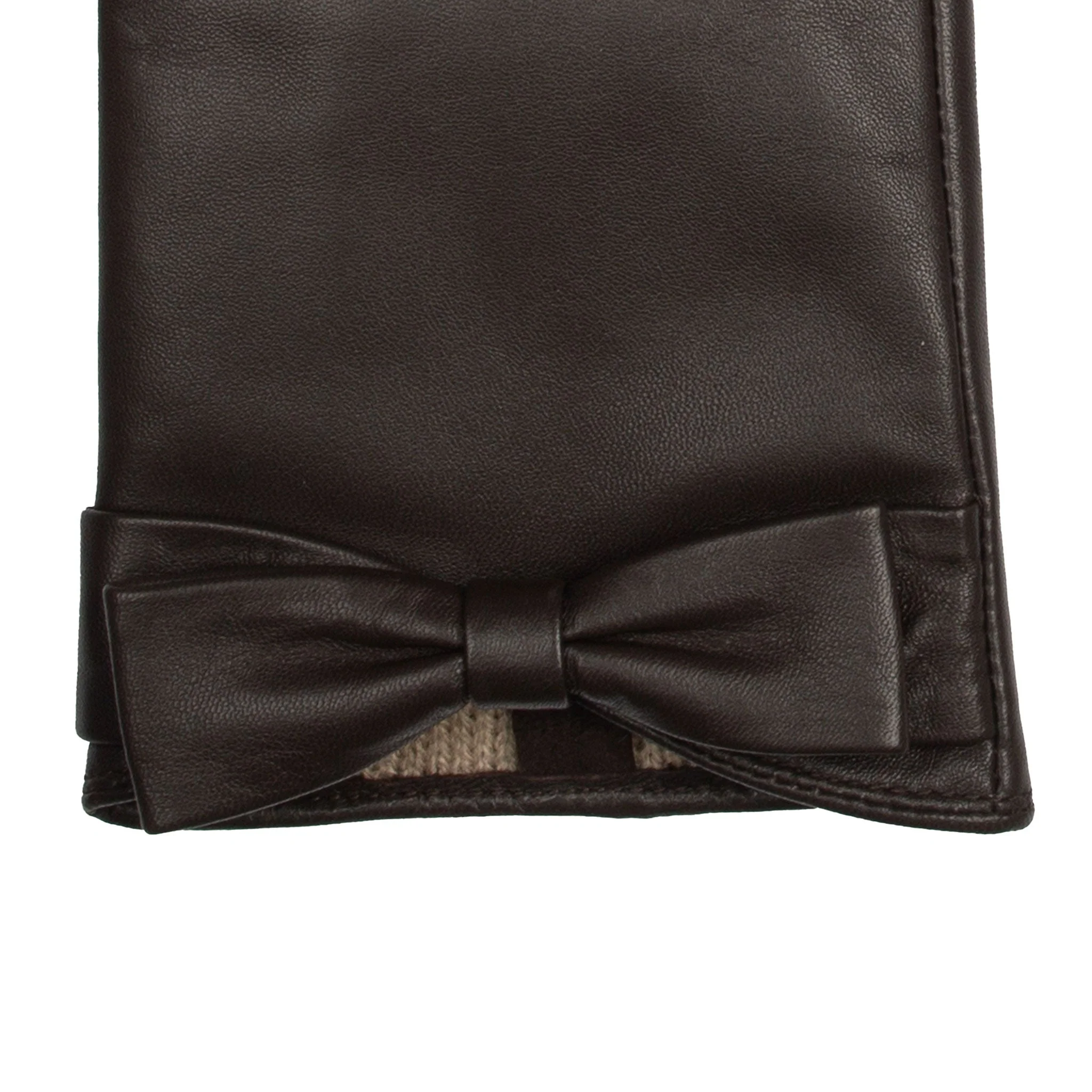 Women's Touchscreen Water-Resistant Lined Leather Gloves with Bow - Image 30