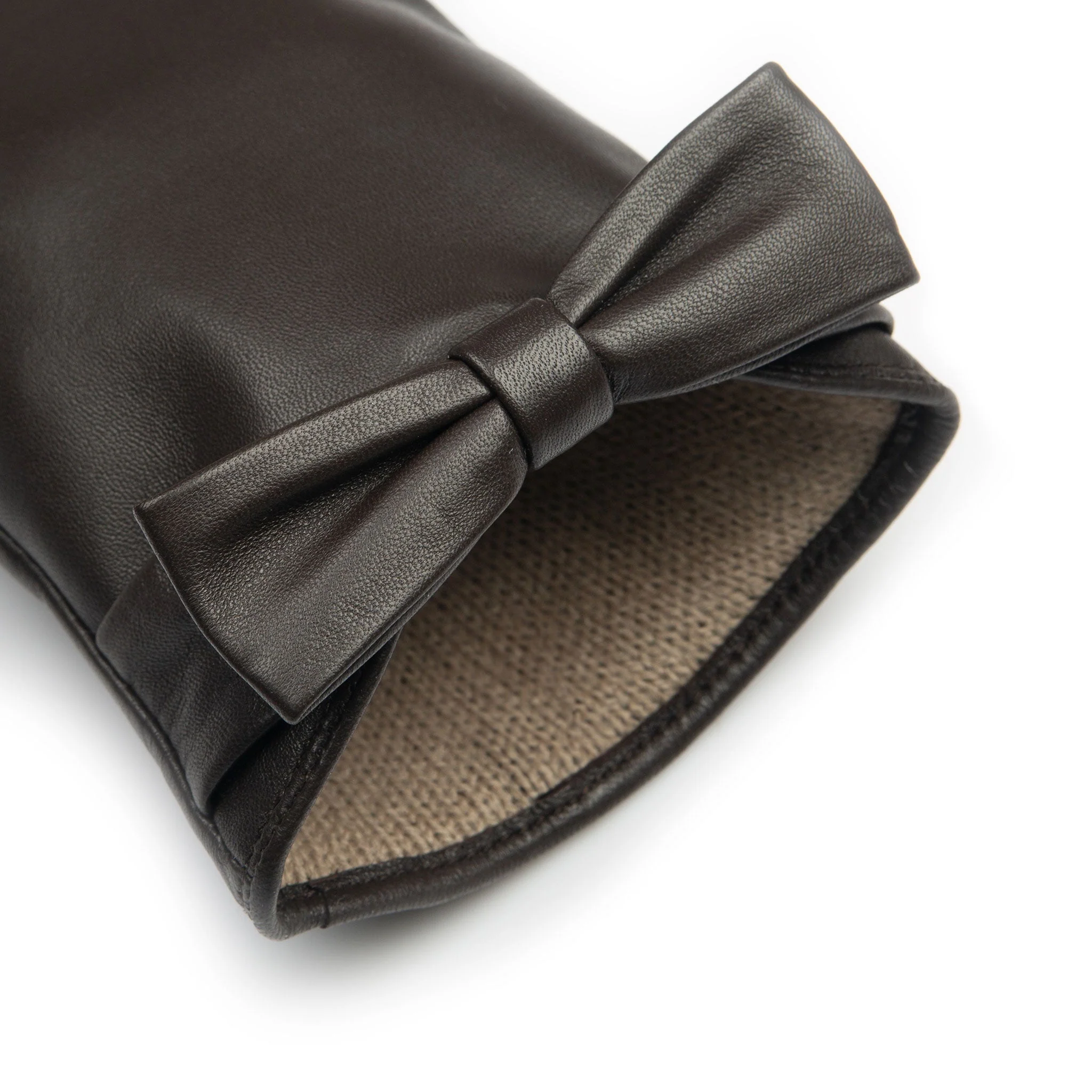 Women's Touchscreen Water-Resistant Lined Leather Gloves with Bow - Image 35